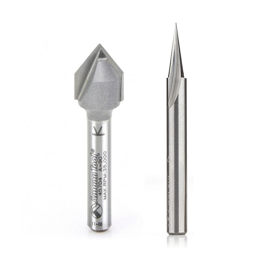 Amana Tool 2-Piece Signmaking Router Bit Set for Axiom Iconic CNC Machines - Perfect for Woodworking, Engraving & Custom Sign Creation