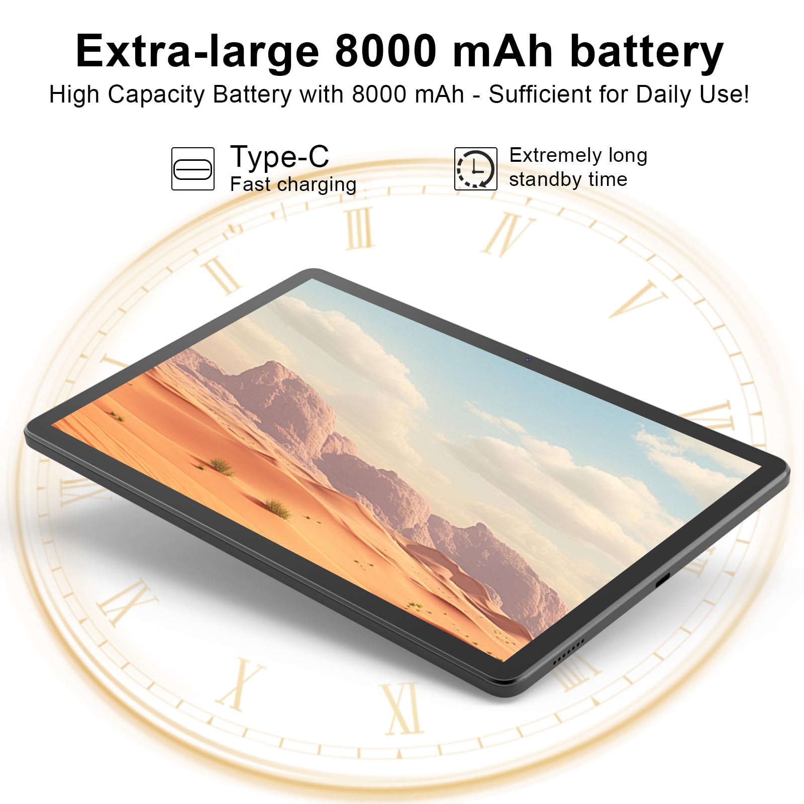 11 Inch Android 14 Tablet with 16GB RAM & 128GB ROM (Expandable to 1TB) - Octa-Core Processor, HD Full Screen, 8000mAh Battery, Dual Stereo Speakers, WiFi 6 & BT 5.0, Dual Cameras - Perfect for Work, Study, and Entertainment