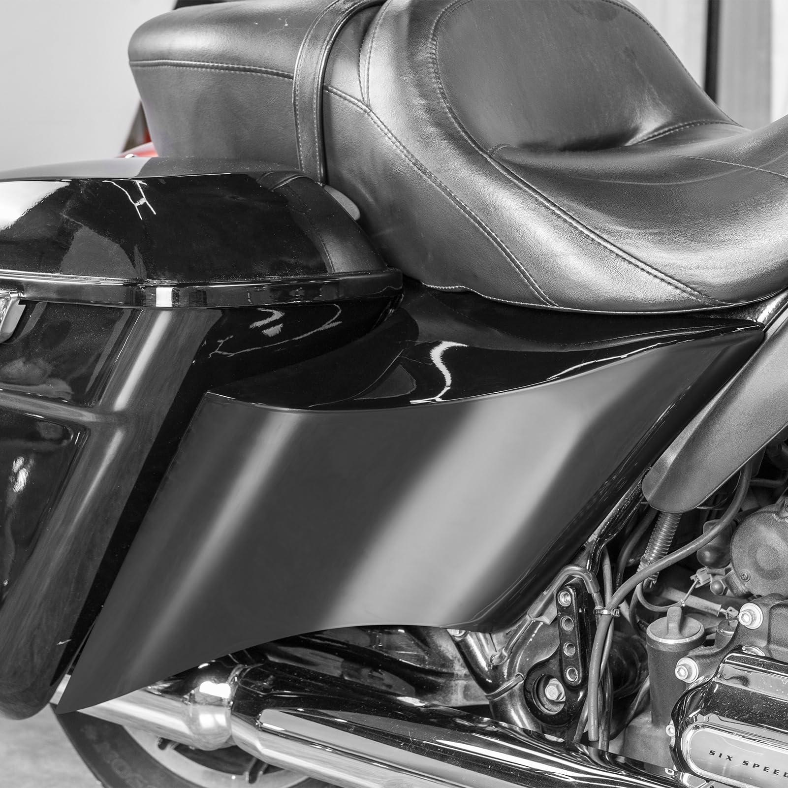Premium Mofun Stretched Extended Side Panel Cover & Bags for Harley Touring Baggers - Compatible with Road King, Street Glide, Electra Glide (2014-2023) - Durable Black Motorcycle Luggage for Long Rides & Road Trips