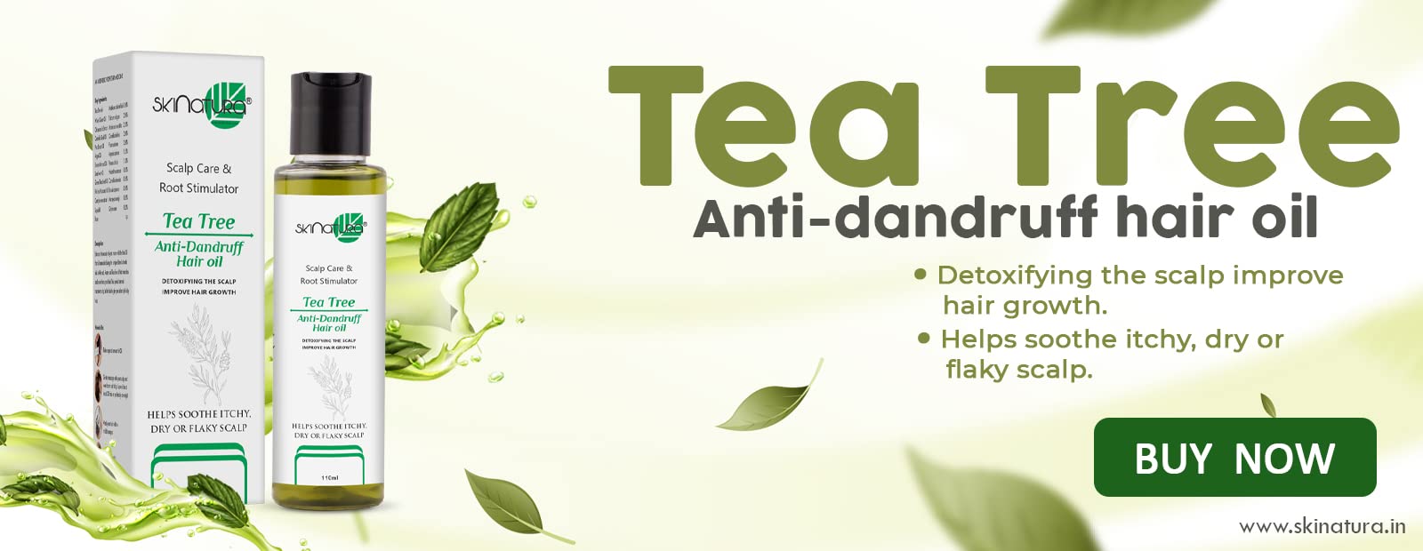 Organic Tea Tree Anti-Dandruff Hair Oil for Scalp Care & Hair Growth - 12 Natural Oils Blend (110ml) - Soothes Itchy Scalp & Promotes Stronger Hair for Men & Women