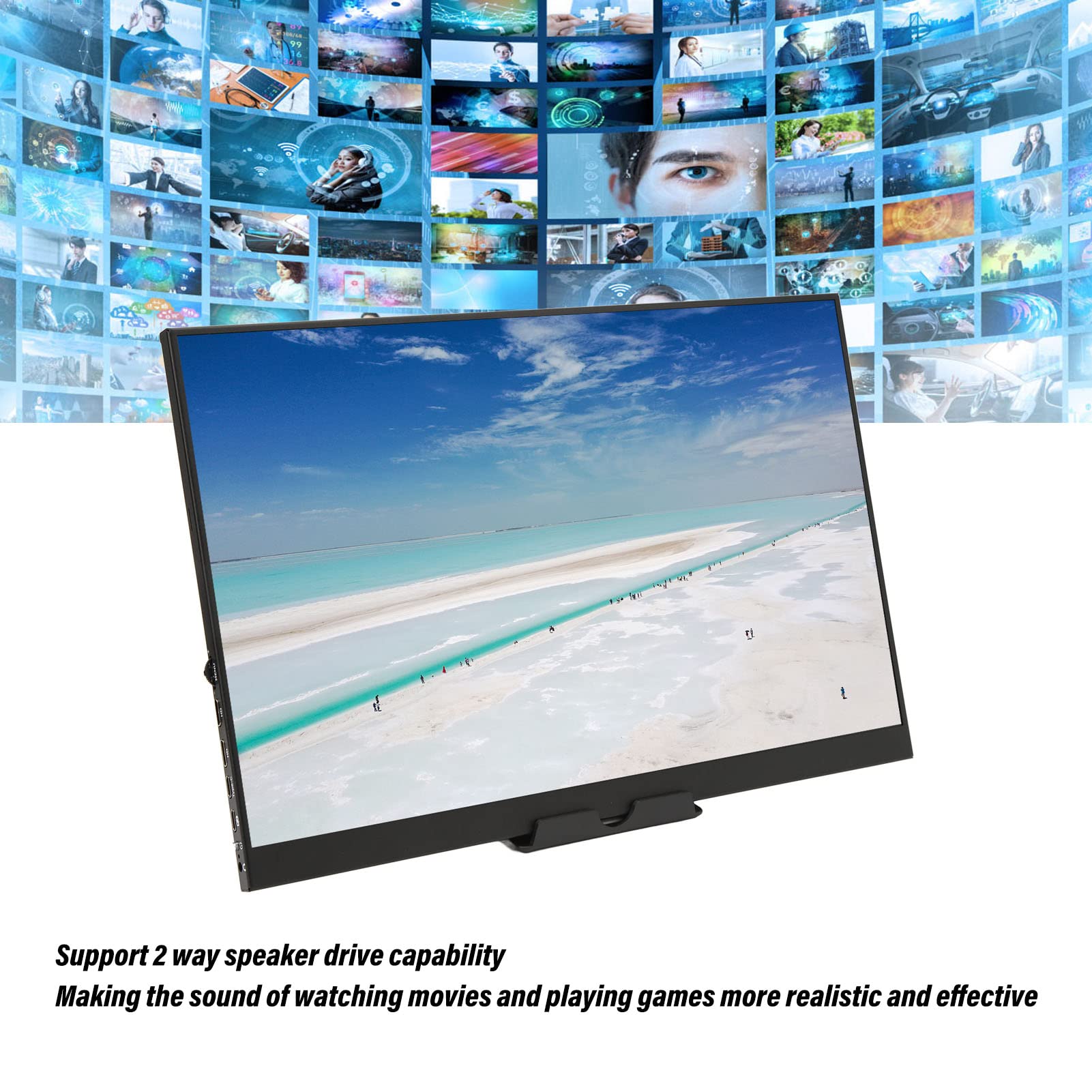 GOWENIC 16 Inch Portable Monitor - 2K HD IPS Screen with Dual Speakers & Multiple Ports | Lightweight Travel Monitor for Laptop, Smartphone & Gaming | Perfect for Work, Travel & Entertainment