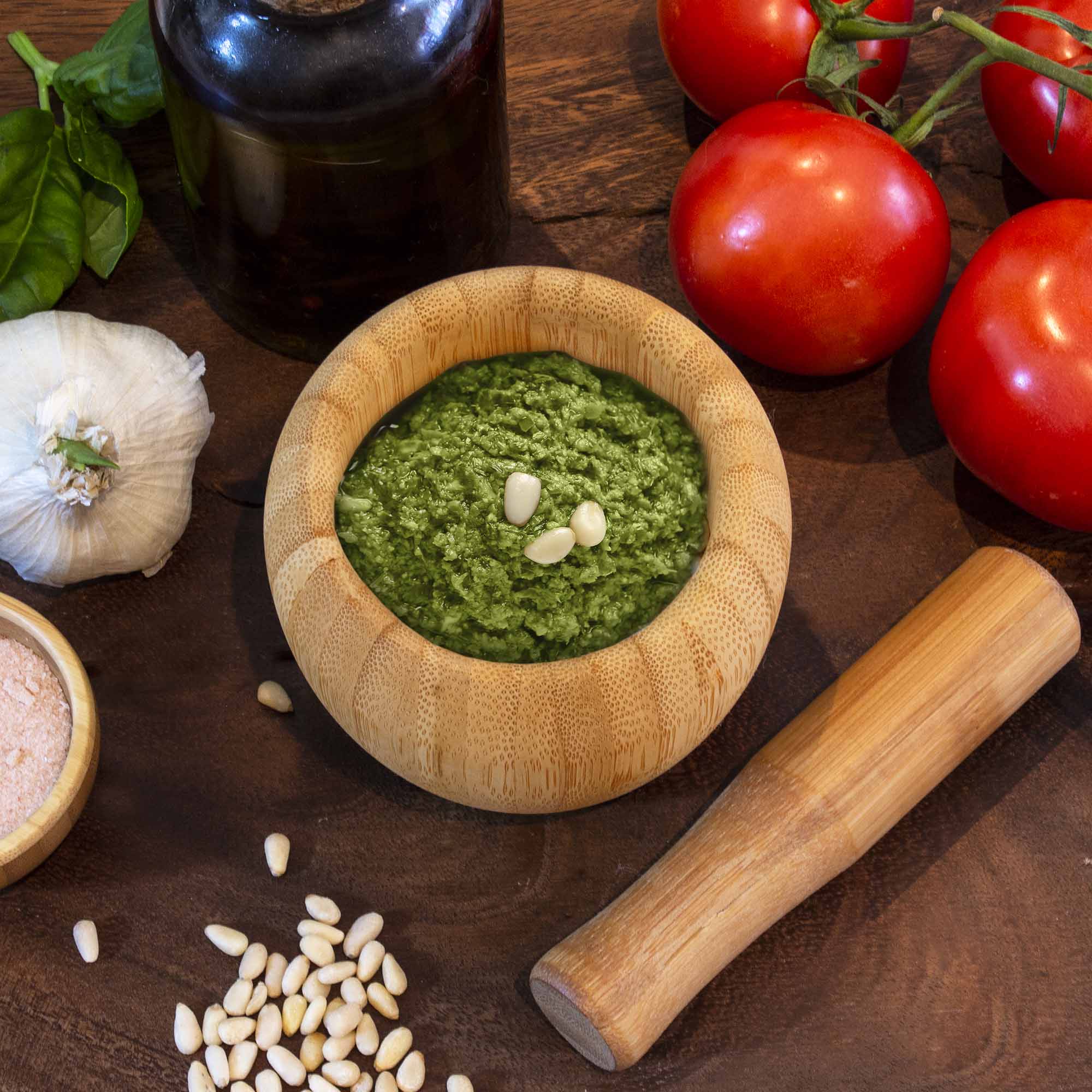 Premium Bamboo Mortar and Pestle Set - Natural Eco-Friendly Spice Grinder & Herb Crusher for Cooking, Ayurveda, and Herbal Remedies - Perfect for Grinding Spices, Crushing Garlic, and Making Fresh Guacamole