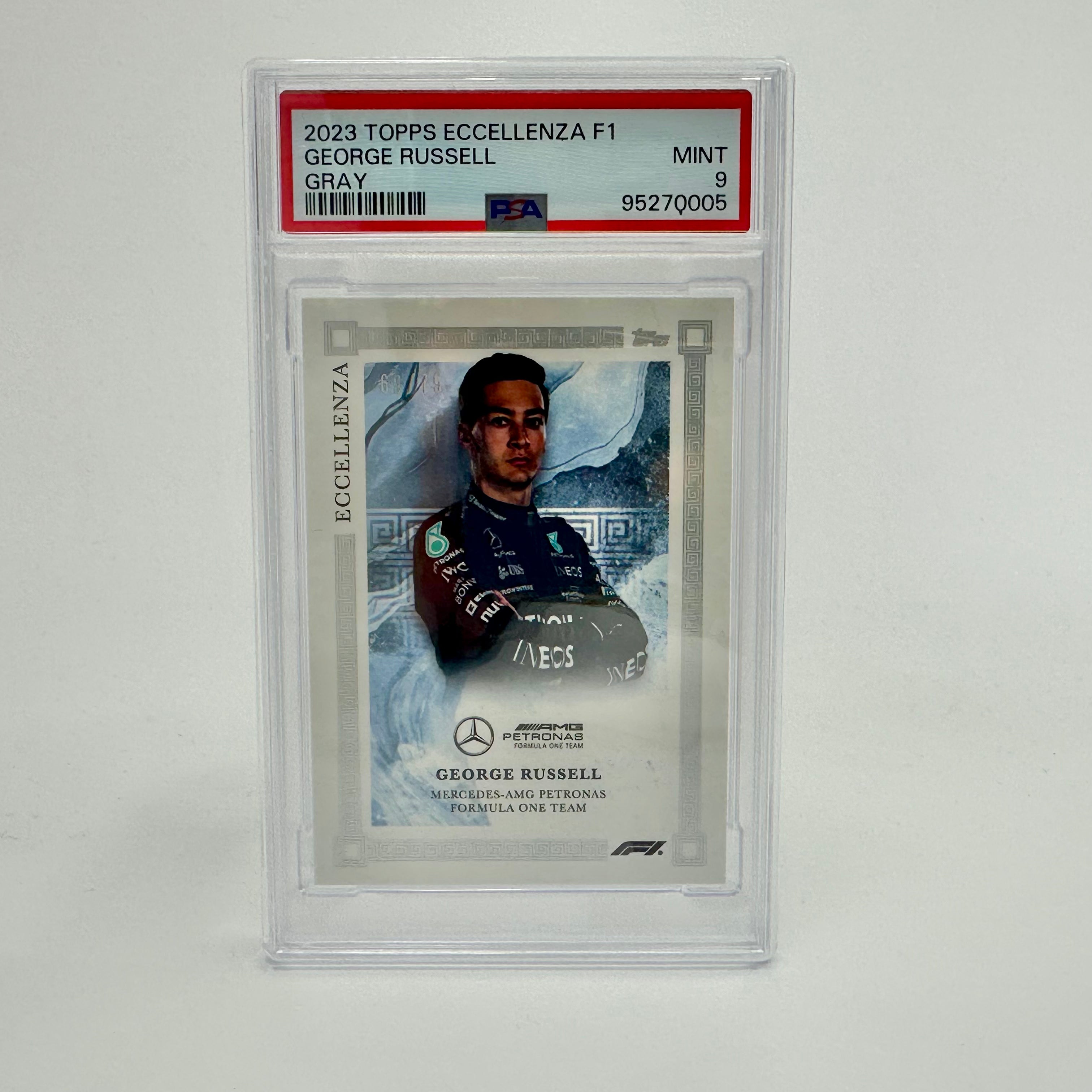 PSA 9 2023 George Russell Gray Eccellenza #69/75 - Rare Football Trading Card for Collectors & Sports Memorabilia Enthusiasts