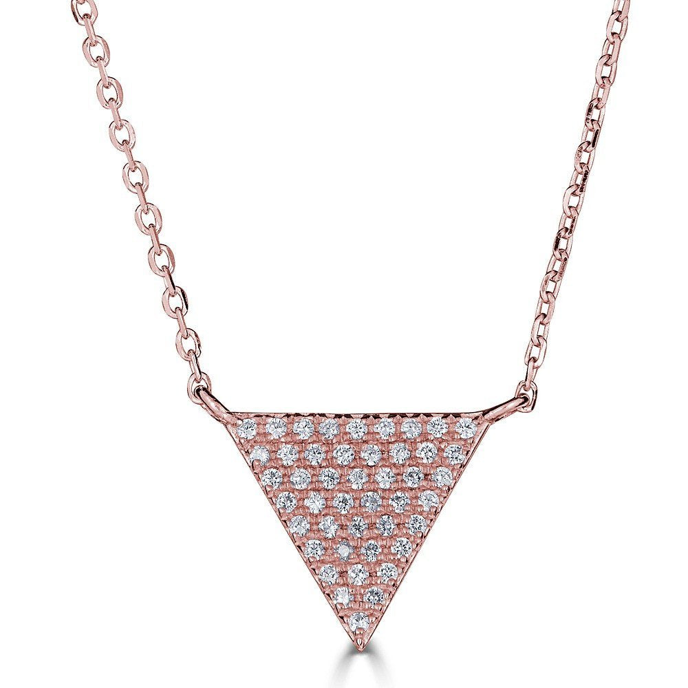 14KT Gold .15 CTW Diamond Triangle Necklace for Women - Elegant & Dainty Jewelry Gift for Anniversary, Birthday & Special Occasions