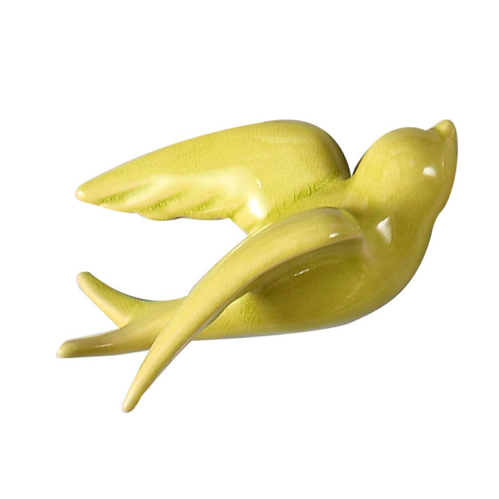Ceramic Wall Hanging Decor - Set of 3 Flying Sparrow Birds Sculpture for Garden, Bedroom & Living Room | Nordic Style Yellow Bird Wall Art for Home & Outdoor Decor
