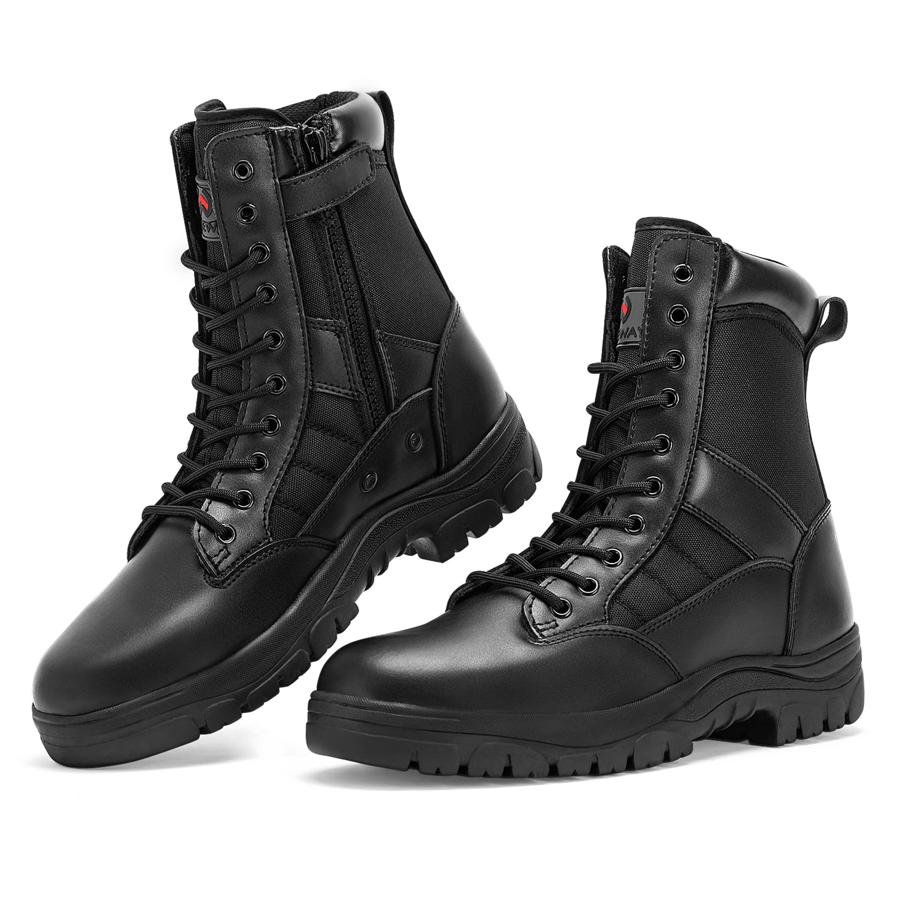 Men's 8 Inch Black Military Tactical Combat Boots - Durable Army Boots for Outdoor Hiking, Work & Tactical Operations