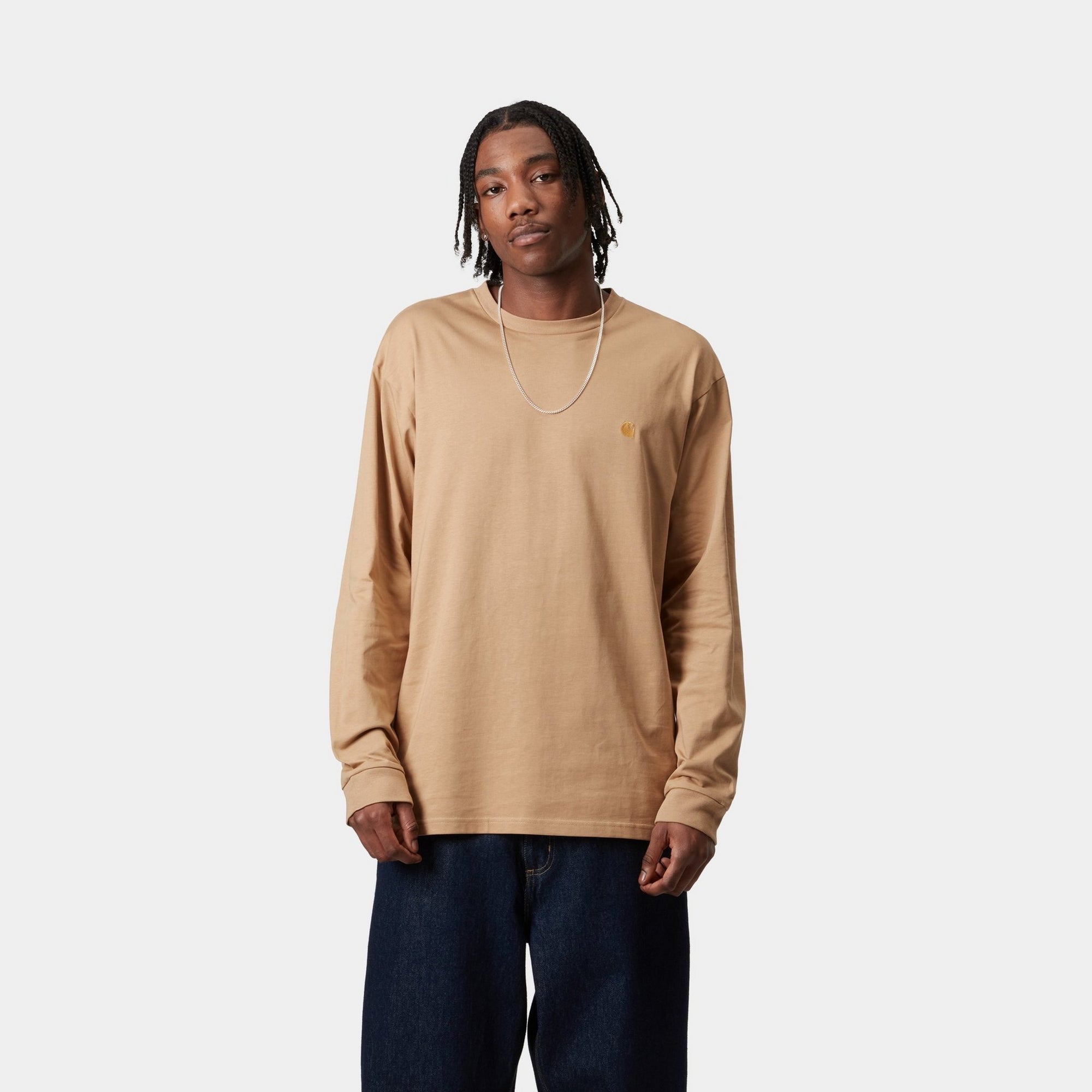 Chase Long Sleeve T-Shirt for Men | Premium Cotton Casual Shirt in Dusty Hamilton Brown | Perfect for Work, Travel & Everyday Wear
