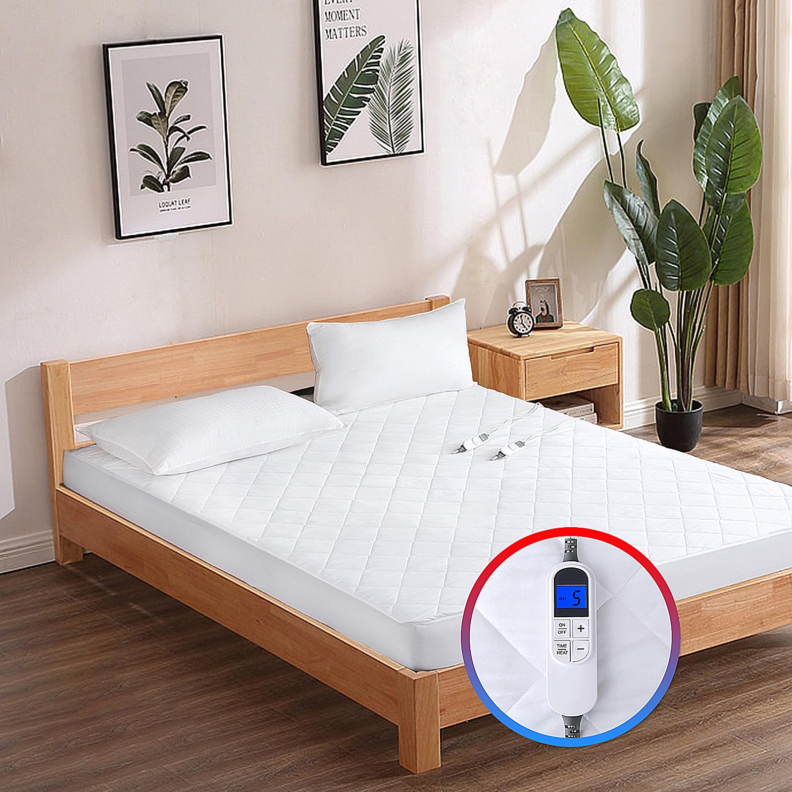 Electric Heated Mattress Pad Twin Size - 10 Heat Settings with Auto Shut Off (1-12 Hours) - Deep Pocket Fits 8-21