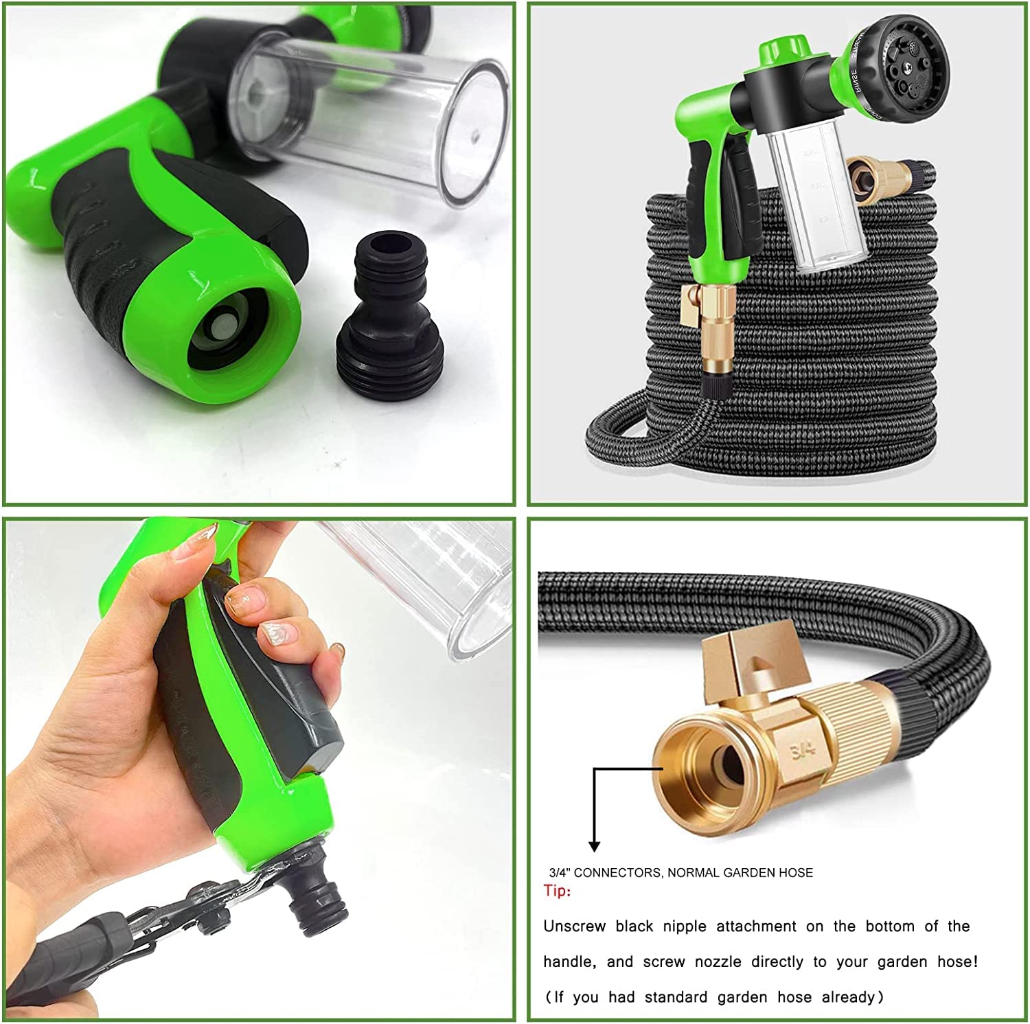 Premium Car Wash Foam Gun with 8 Spray Patterns - High Pressure Foam Sprayer for Auto Detailing, Garden Hose Nozzle for Washing Cars, Watering Plants, Lawn Care & Pet Bathing - Ideal for Home, Garage & Outdoor Cleaning