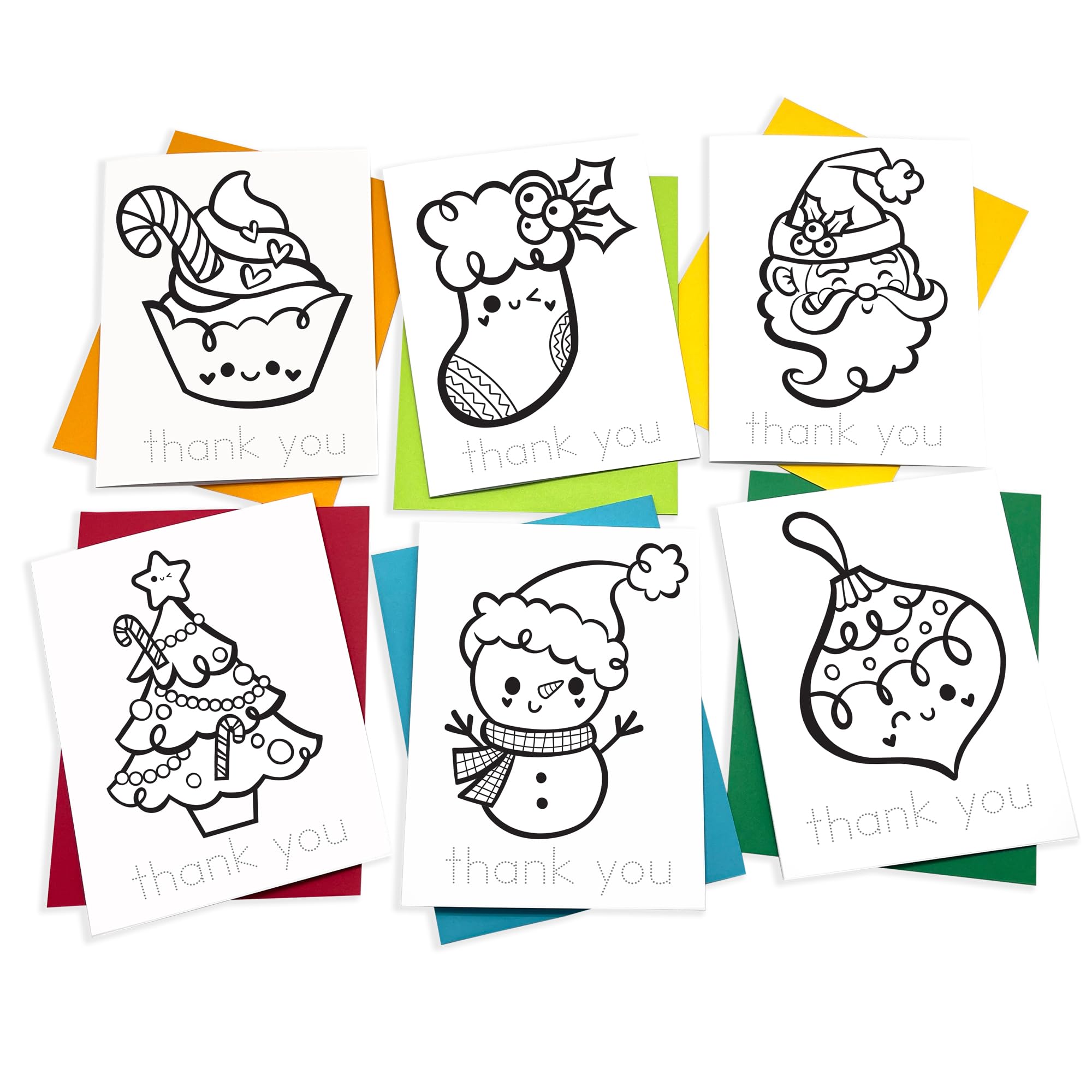 Kids Coloring Cards Set of 6 - All Occasion Greeting Cards for Letter Writing Practice | Recycled Eco-Friendly Stationery Made in USA | Perfect for Christmas, Thank You & Birthday Gifts (Glitter Glee Design)