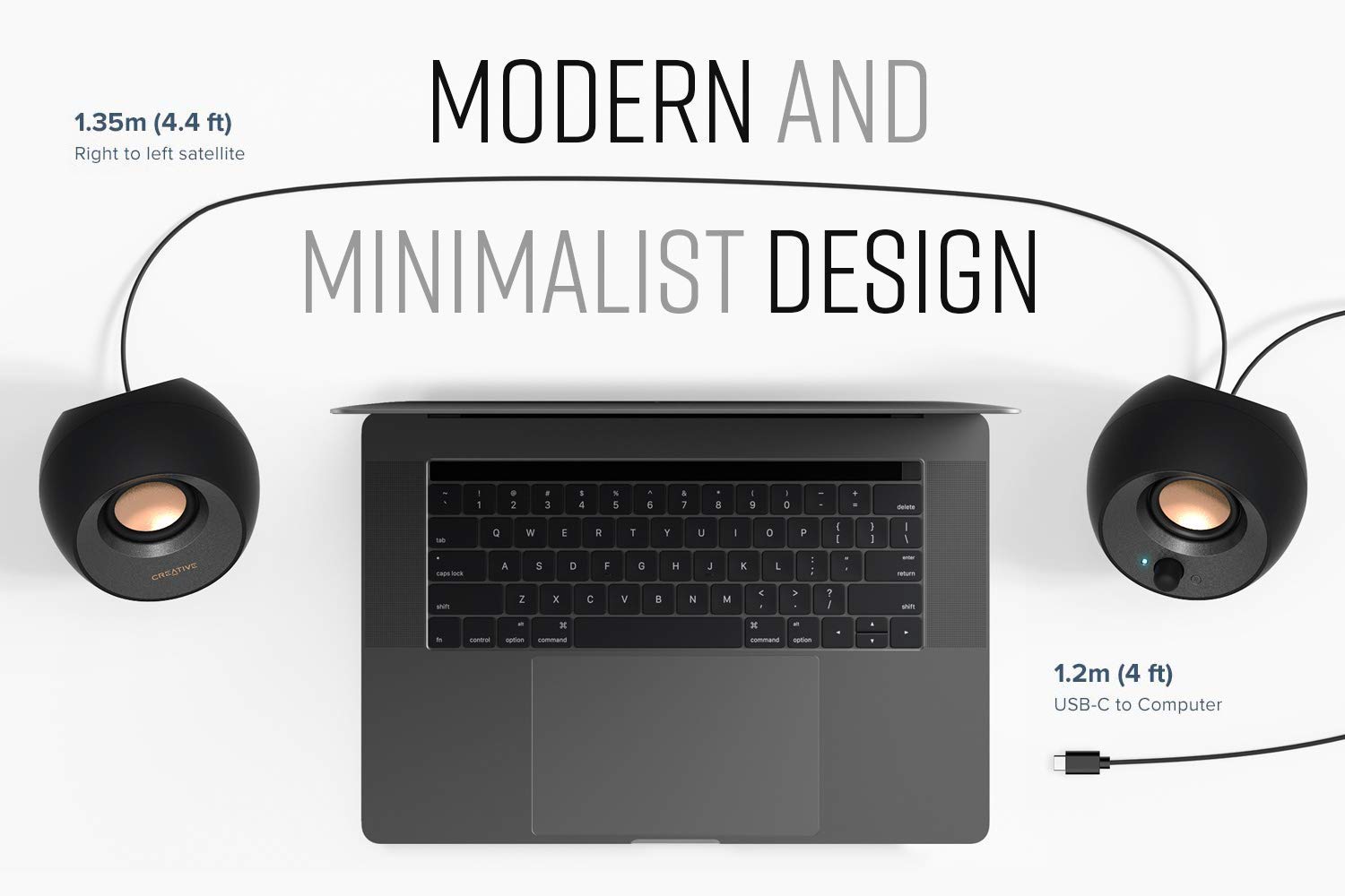Creative Pebble V3 Minimalistic 2.0 USB-C Desktop Speakers with Bluetooth 5.0, 8W RMS & 16W Peak Power, USB-A Converter Included (Black, Renewed) - Perfect for Home Office, Gaming & Music
