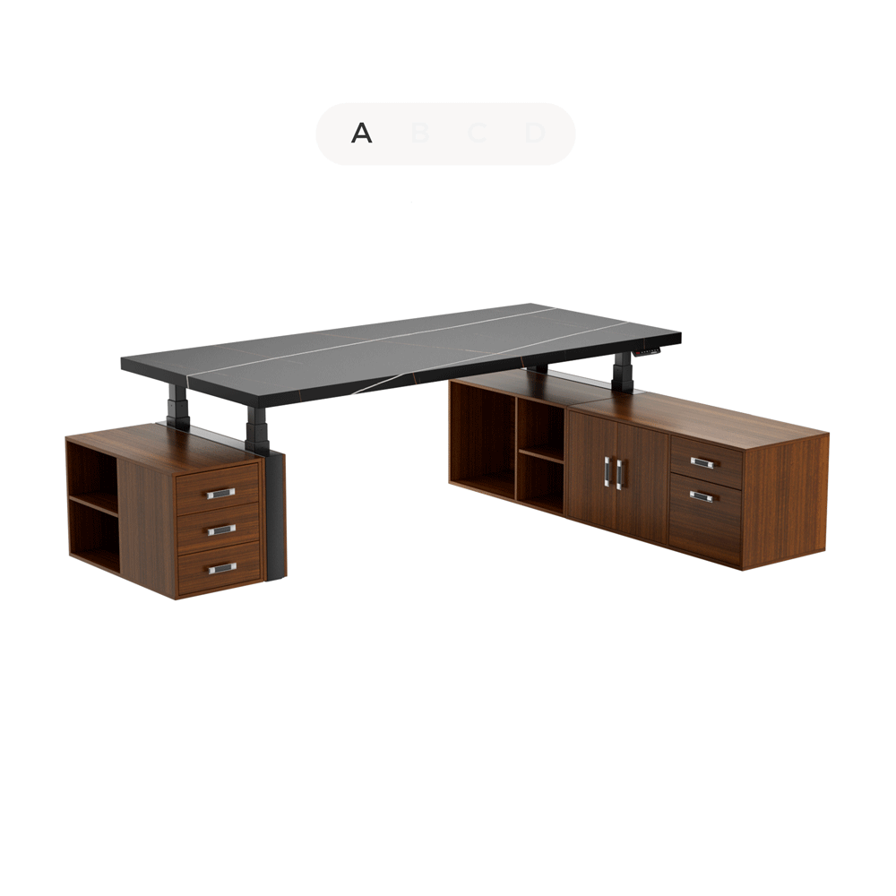 Zen Pro Series 87/72 Executive Standing Desk with Cabinets Set - Heated Sintered Stone Top | Adjustable Height Office Desk for Home & Workspace | Perfect for Remote Work & Modern Office Setup