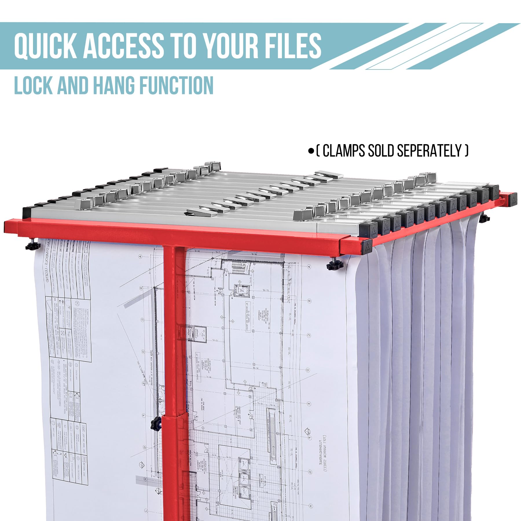 Adir Mobile Blueprint Holder - Adjustable Blueprint Storage Organizer for Construction Plans, Blueprints & Documents - Jobsite & Office Use - Perfect for Architects, Engineers & Contractors (Without Clamps)