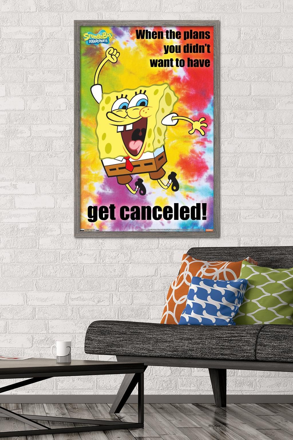 Trends International Nickelodeon SpongeBob SquarePants Meme Wall Poster - 22.375 x 34 Inches, Barnwood Framed Version - Perfect for Kids' Room Decor, Game Room, or Office Humor