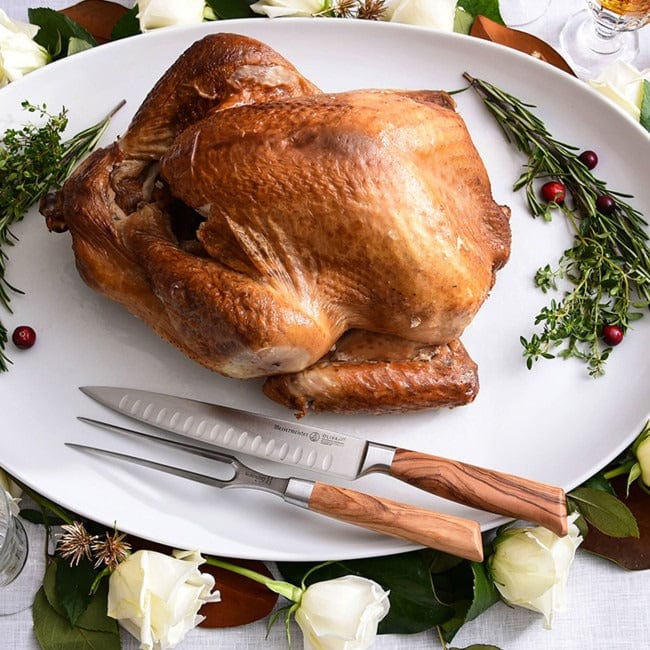 Oliva Elite 2-Piece Carving Set - Premium Stainless Steel Knife & Fork for Roast Beef, Turkey & Ham - Perfect for Holiday Dinners & Family Gatherings