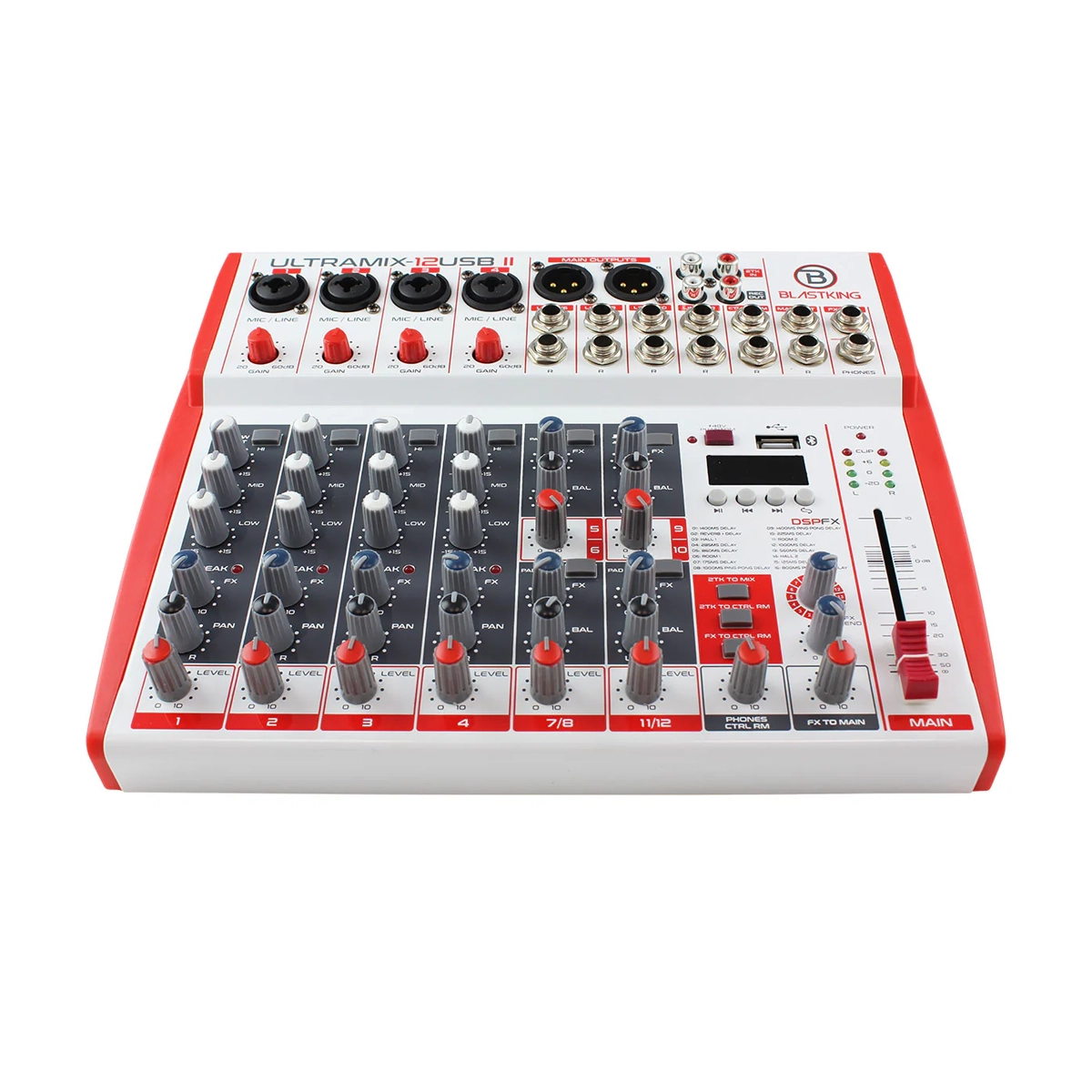 Blastking 12 Channel Analog Stereo Mixing Console - ULTRAMIX 12USBII Professional Audio Mixer for DJ, Live Sound & Studio Recording | Perfect for Home Studios, Podcasting & Music Production