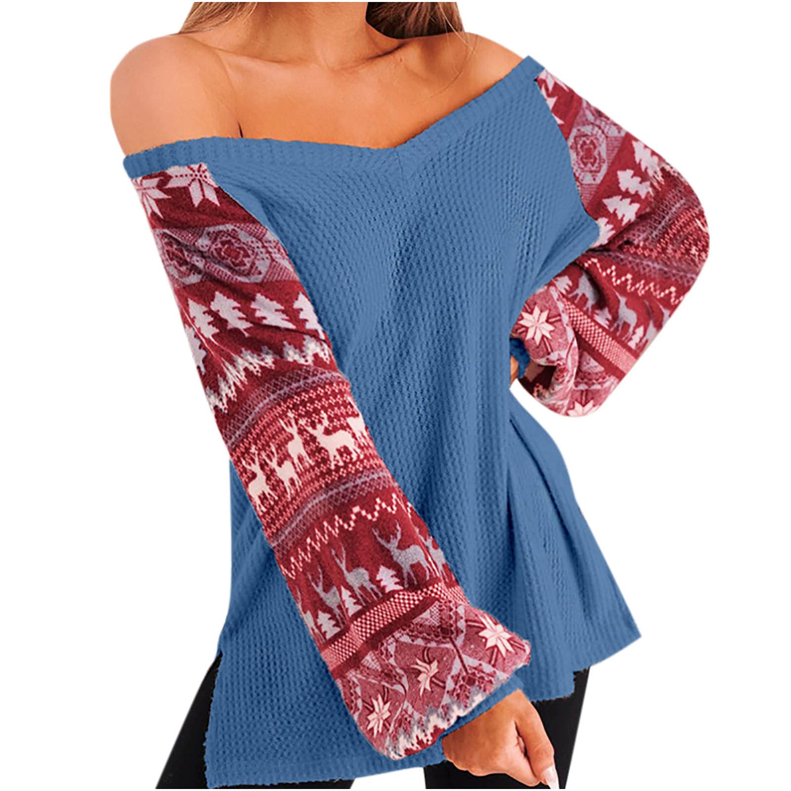 Women's Oversized Off-Shoulder Waffle Knit Sweater - Cable Knit Pullover Jumper Blouse for Casual Wear, Date Night & Fall Fashion