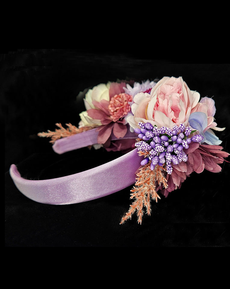 Elegant Race Day Crown & Floral Fascinator Headband - Lilac & Pink Flowers by Piper at Kezani | Perfect for Kentucky Derby, Weddings & Special Events