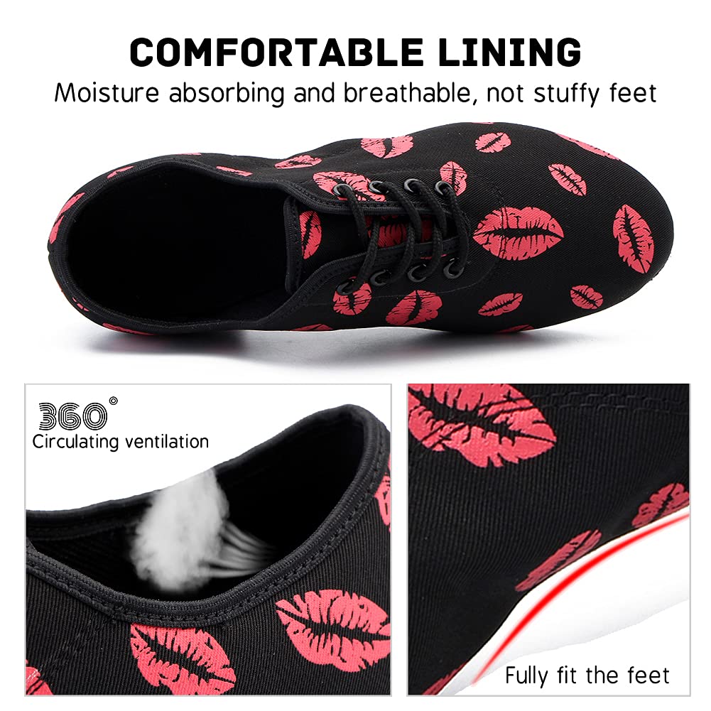 Professional Women's Ballroom Dance Shoes - Canvas Closed-Toe Salsa Shoes with Low Heel for Practice & Performance | Perfect for Latin, Swing & Social Dancing