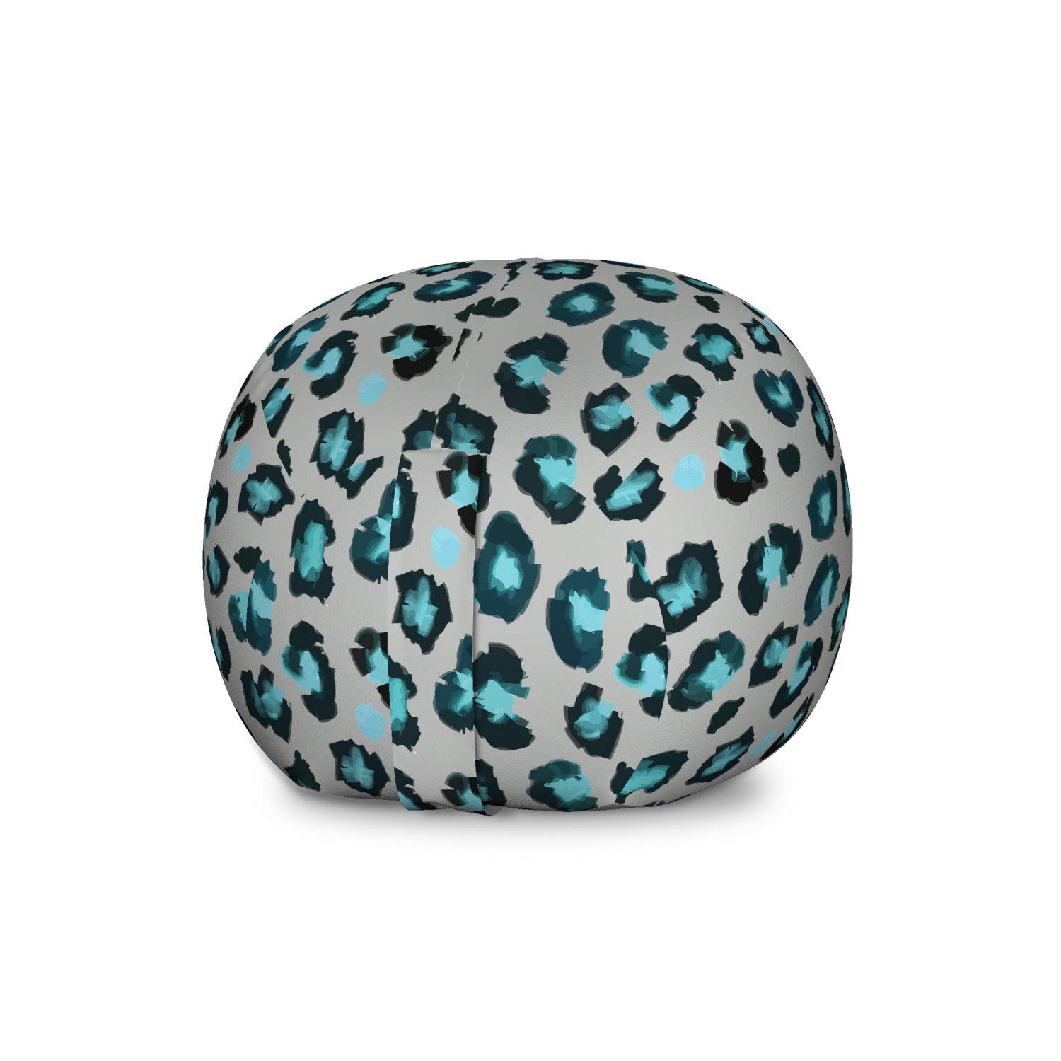 Ambesonne Leopard Print Storage Toy Bag Chair - Large Washable Stuffed Animal Organizer with Stain-Resistant Design in Dimgray Teal - Perfect for Kids' Room, Playroom & Nursery Organization