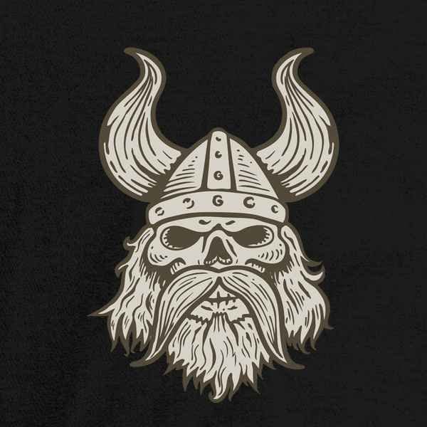 Pop Threads Viking Skull Helmet Graphic T-Shirt for Men - Cool Norse-Inspired Casual Wear for Street Style & Everyday Outfits