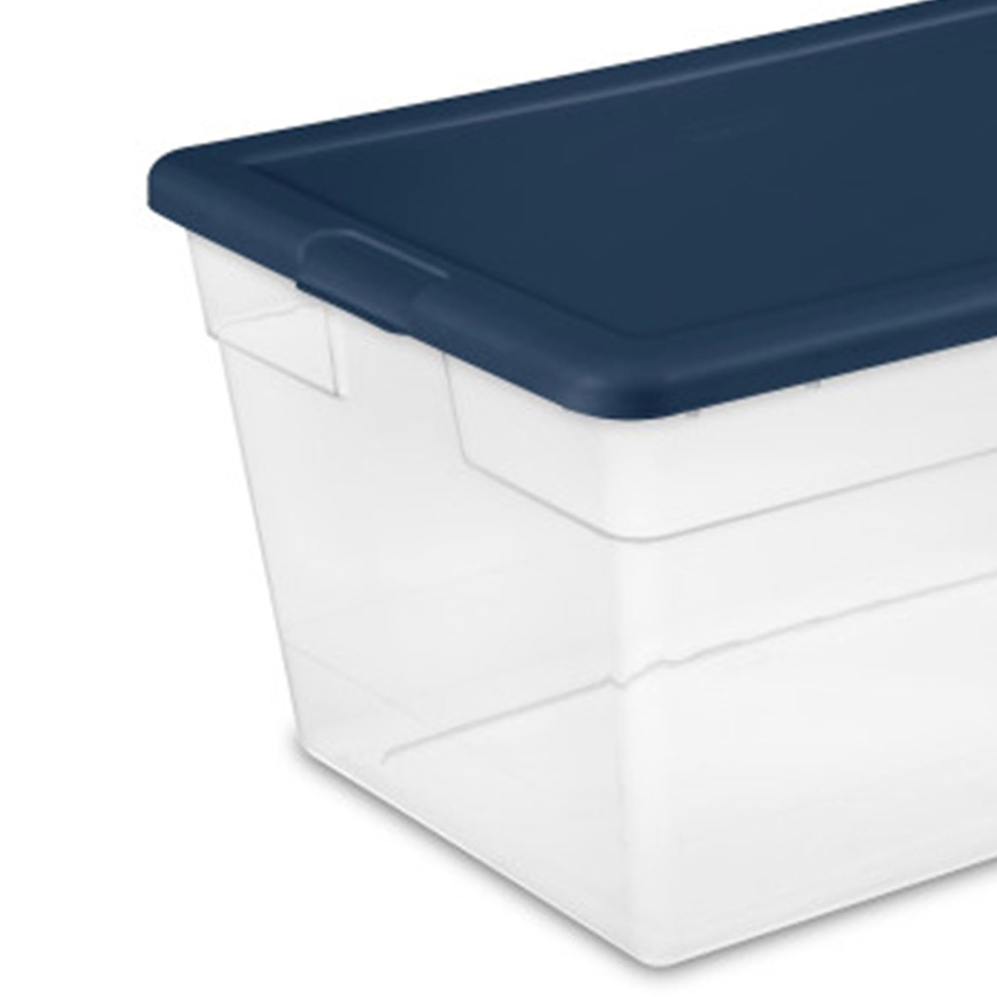 Sterilite 16-Pack Clear Plastic Storage Bins with Lids - Stackable Marine Blue Organizing Containers for Home, Office, Closet & Garage Organization