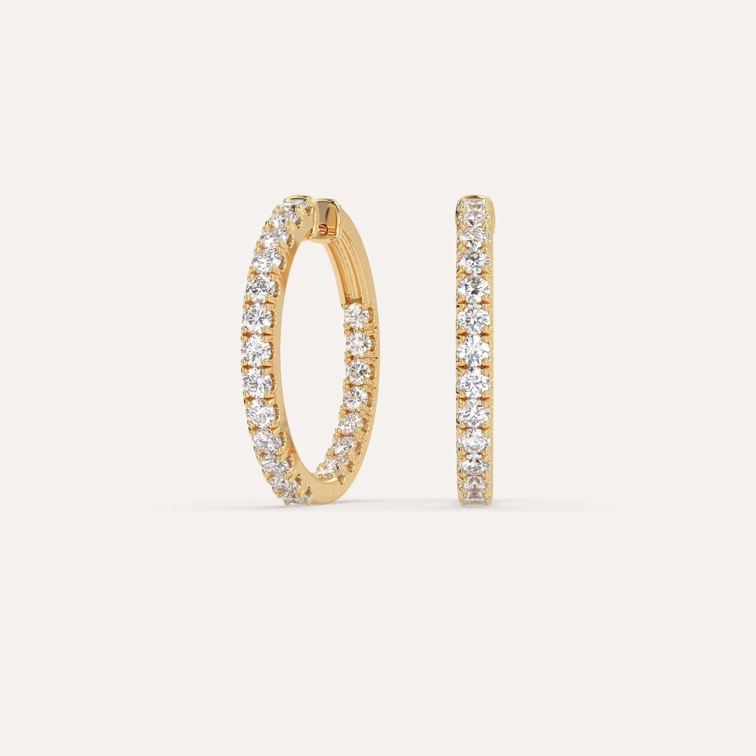 2 Carat Diamond Hoop Earrings for Women - 14K White Gold Dangle Earrings - Perfect for Weddings, Parties & Special Occasions