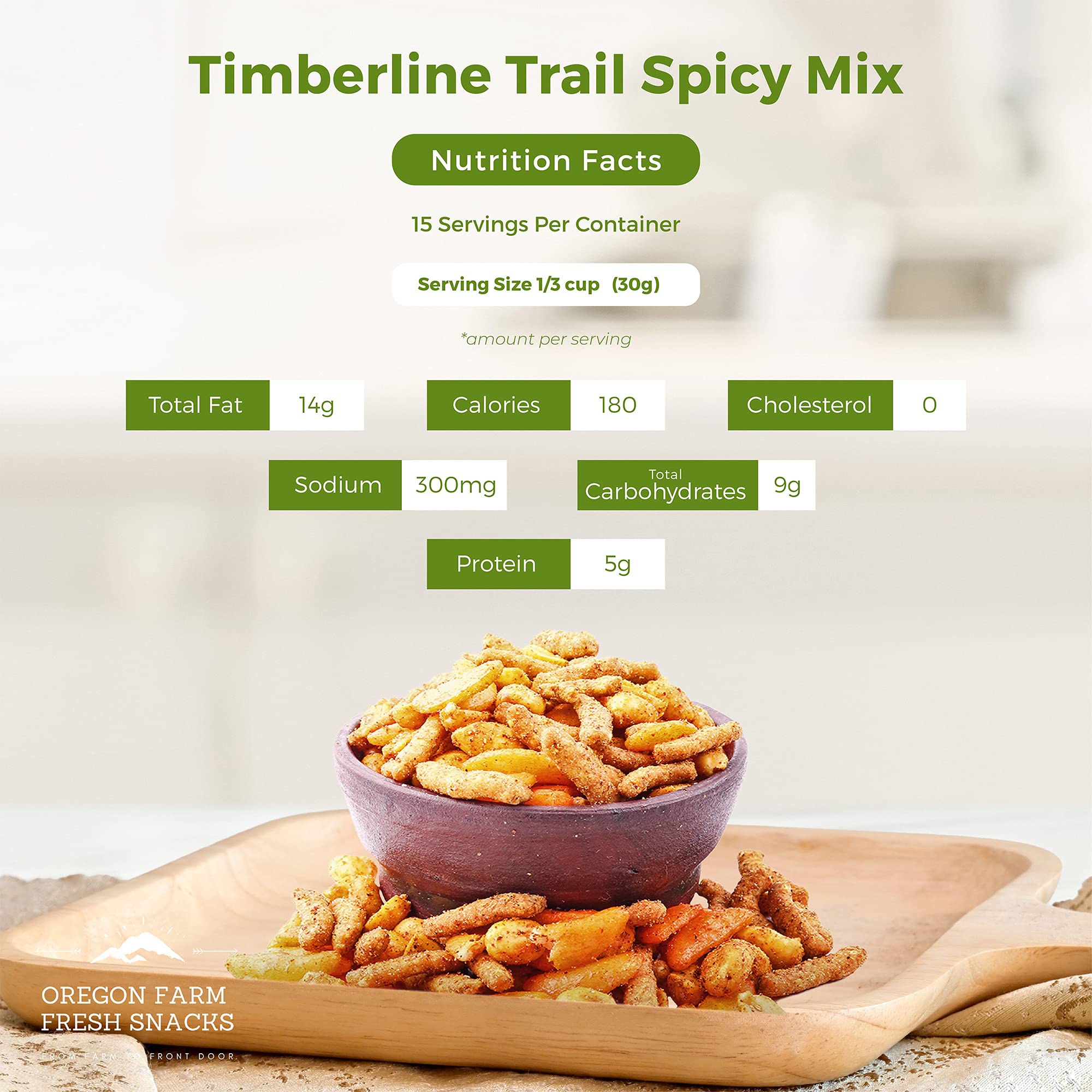 Oregon Farm Fresh Spicy Nuts & Cajun Sticks Trail Mix - 16oz Resealable Bag - Hot & Spicy Snack Pack for Game Night, Hiking, Camping & Office Snacks - Hand-Blended Premium Trail Mix