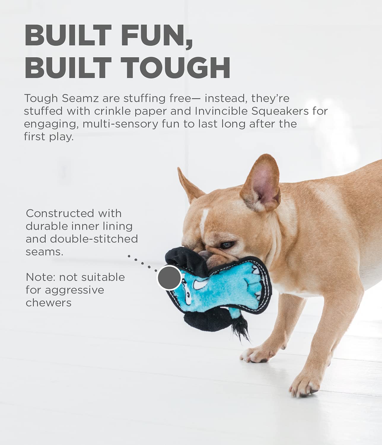 Outward Hound Tough Seamz Elephant Plush Dog Toy for Small Dogs - Durable Chew-Proof Stuffed Animal for Puppies & Small Breeds - Perfect for Indoor Play, Training Rewards & Cuddling