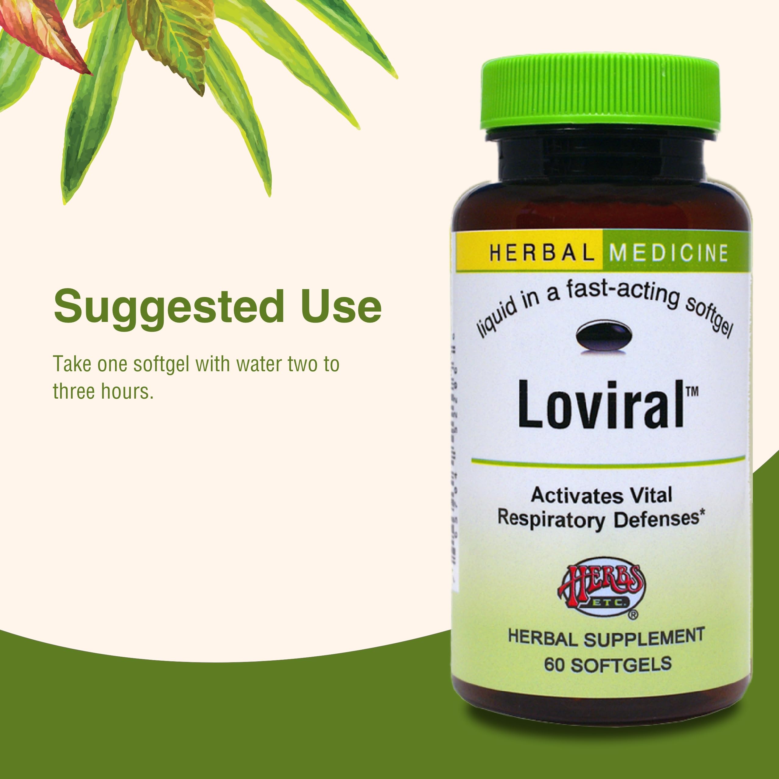 Herbs Etc. Loviral - Lung Health Supplement for Respiratory Support & Immune Defense - Natural Herbal Formula with Lomatium, Pelargonium & OSHA - Gluten-Free, Non-GMO - 60 Softgels (60 Servings) - Ideal for Cold Season, Allergy Relief & Daily Respiratory Wellness
