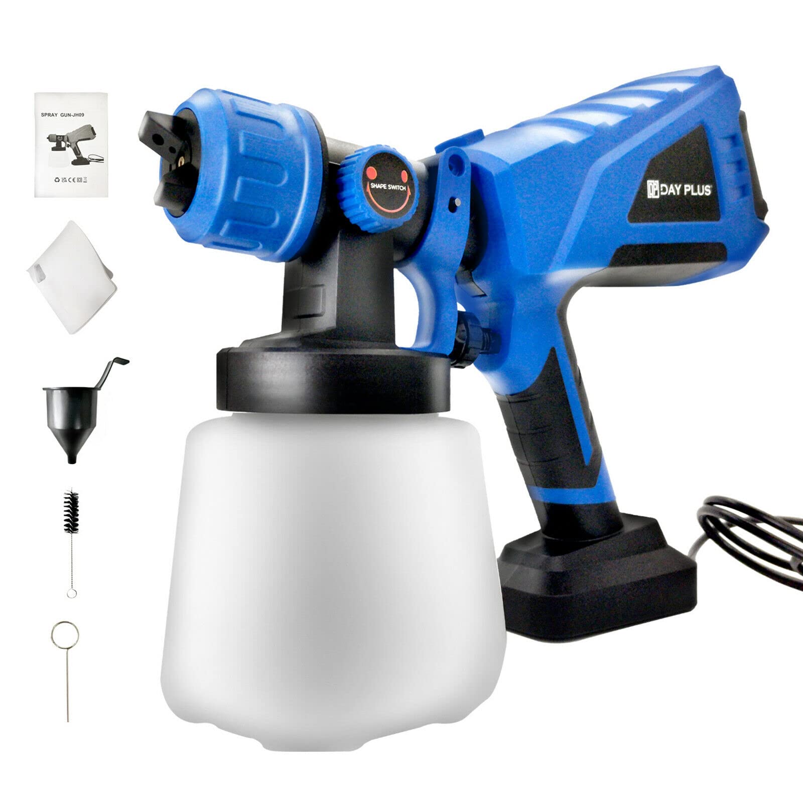 550W Electric HVLP Paint Spray Gun - 3 Adjustable Spray Patterns, Copper Nozzle & 1000ml Detachable Canister - Professional Handheld Sprayer for Walls, Ceilings, Fences, Furniture & DIY Home Projects