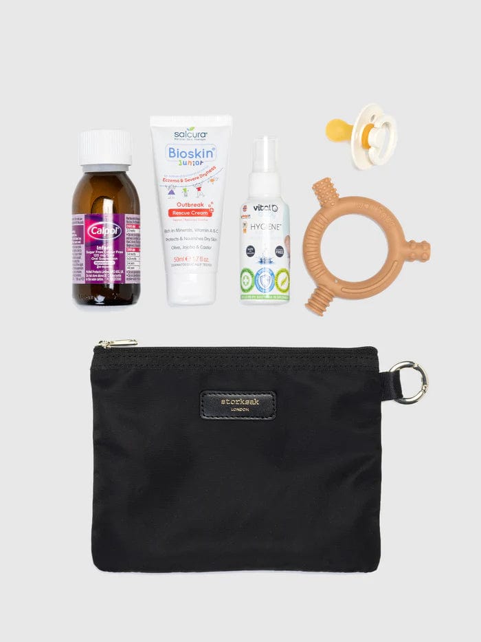 Storksak Parent Pouch Set - Black & Leopard Print Diaper Bag for Moms | Perfect for Baby Essentials, Travel & Everyday Use