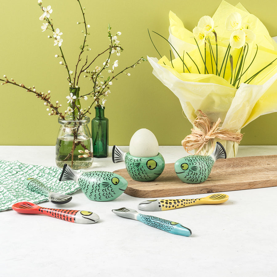 Premium Jade Green Ceramic Fish Salt and Pepper Shakers Set - Elegant Kitchen Tableware for Dining, Cooking & Home Decor