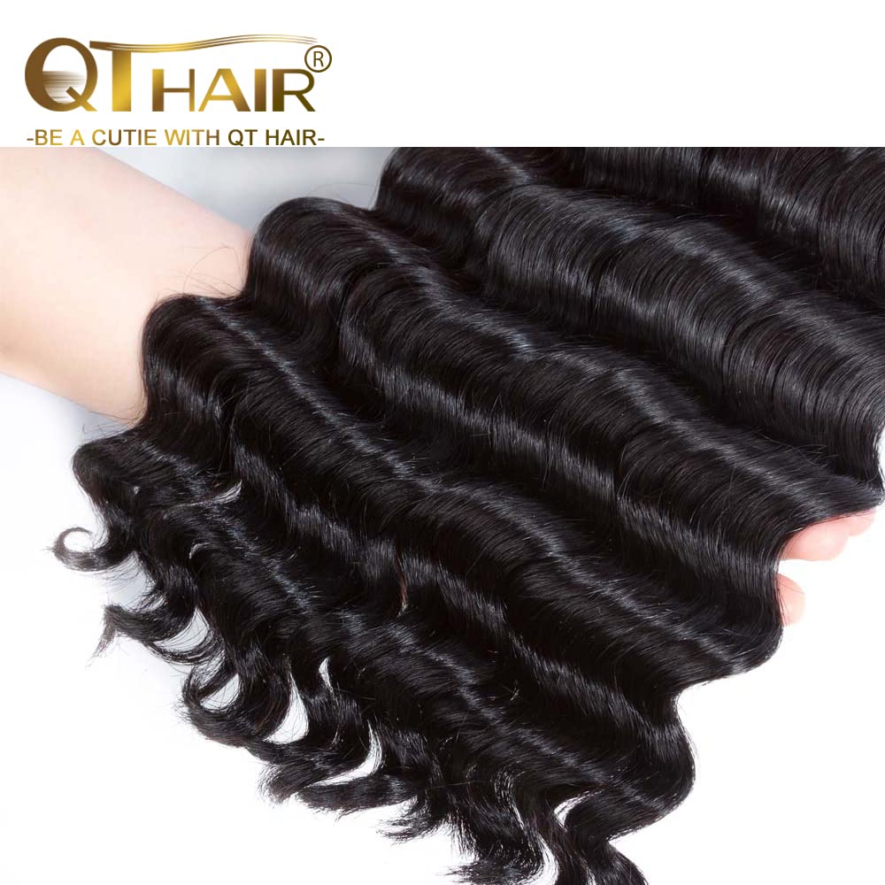 QTHAIR 14A Brazilian Loose Deep Wave Human Hair Bundles for Women - 20