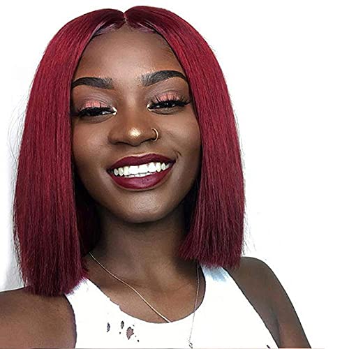 ALI GRACE 4x4 Lace Closure Bob Wig - 150% Density Pre Plucked Bleached Knots Straight Human Hair Wigs for Black Women | 9A Remy Hair with Baby Hair | Perfect for Daily Wear, Parties & Special Occasions (99JBob12inch)