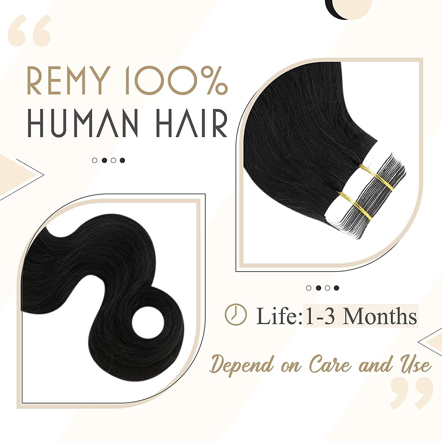 30 Inch Long Wavy Human Hair Extensions - Brazilian Body Wave Skin Weft Tape in Natural Black (100g, 40pcs) - Perfect for Volume, Length & Styling for Parties, Weddings & Daily Wear
