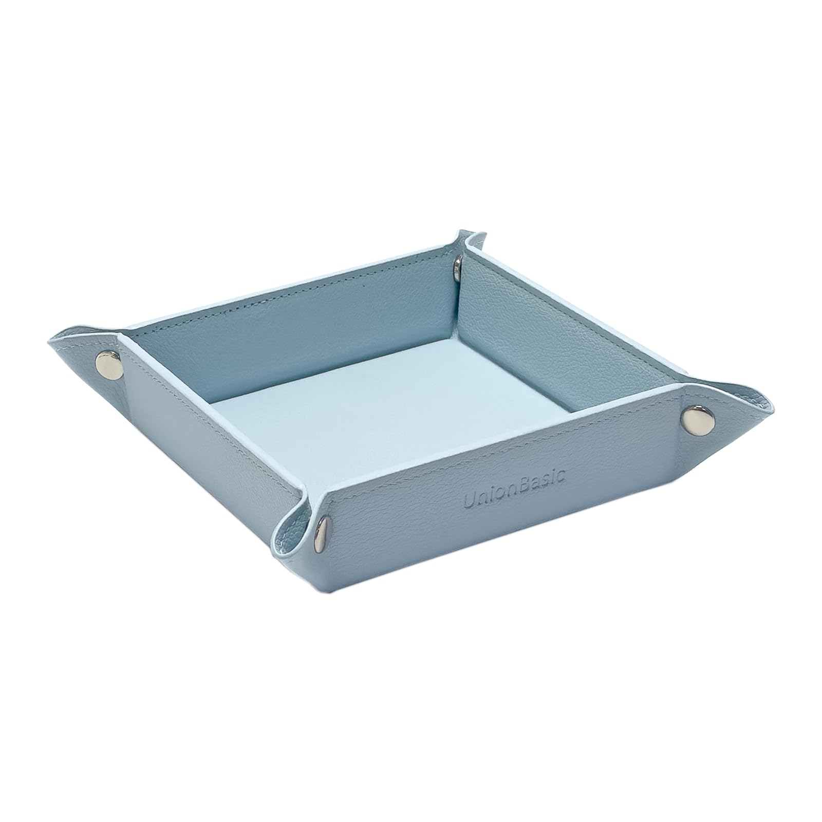 UnionBasic Jewelry Tray for Rings & Watches - Nightstand Organizer for Keys & Coins - Lychee Blue