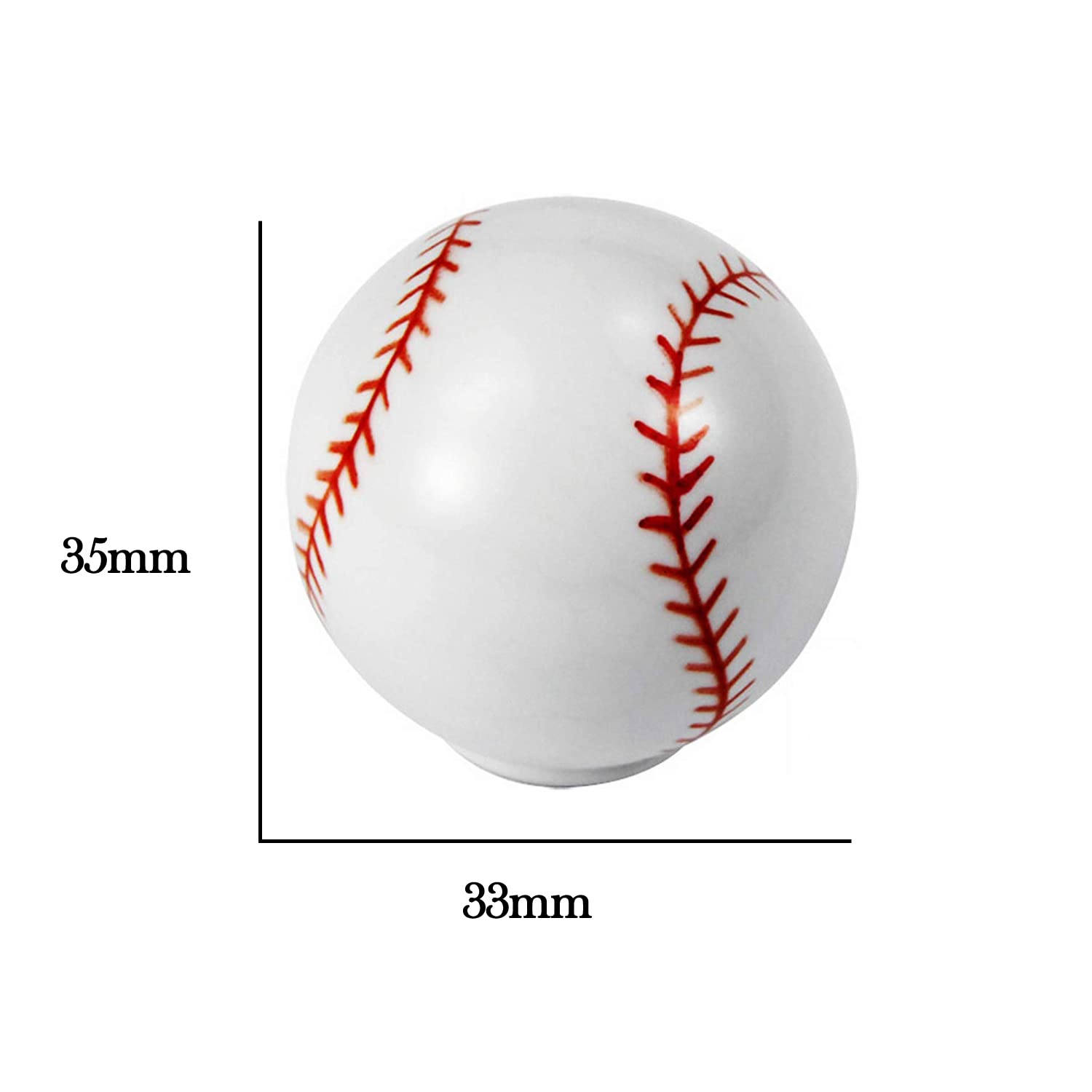 6-Piece Baseball Cabinet Knobs - Sports Theme Drawer Pulls for Dresser, Kitchen Cabinets & Home Decor - Perfect for Kids' Rooms, Game Rooms & Sports-Themed Interiors