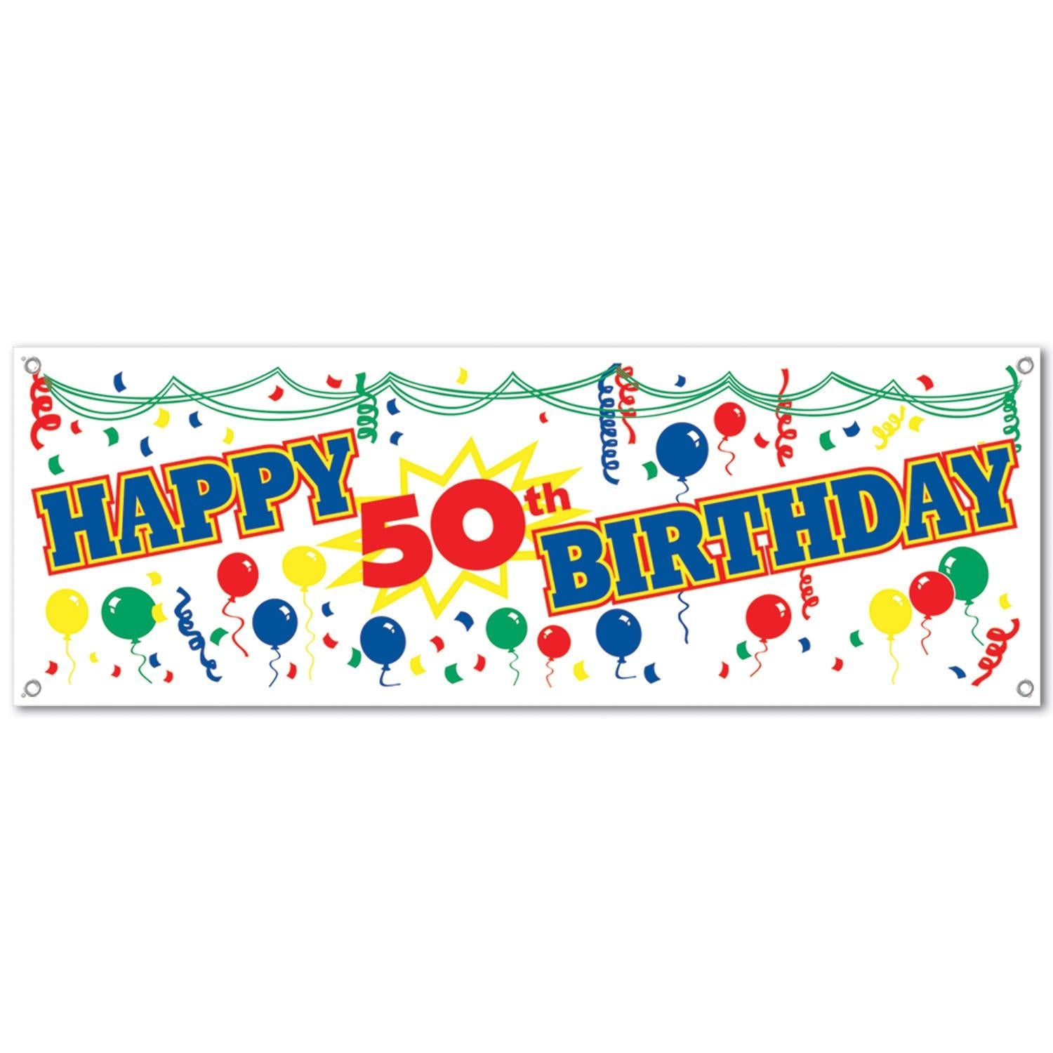 12 Pack Beistle Happy 50th Birthday Party Sign Banner Decorations - Perfect for Golden Anniversary Celebrations, Milestone Parties & Retirement Events