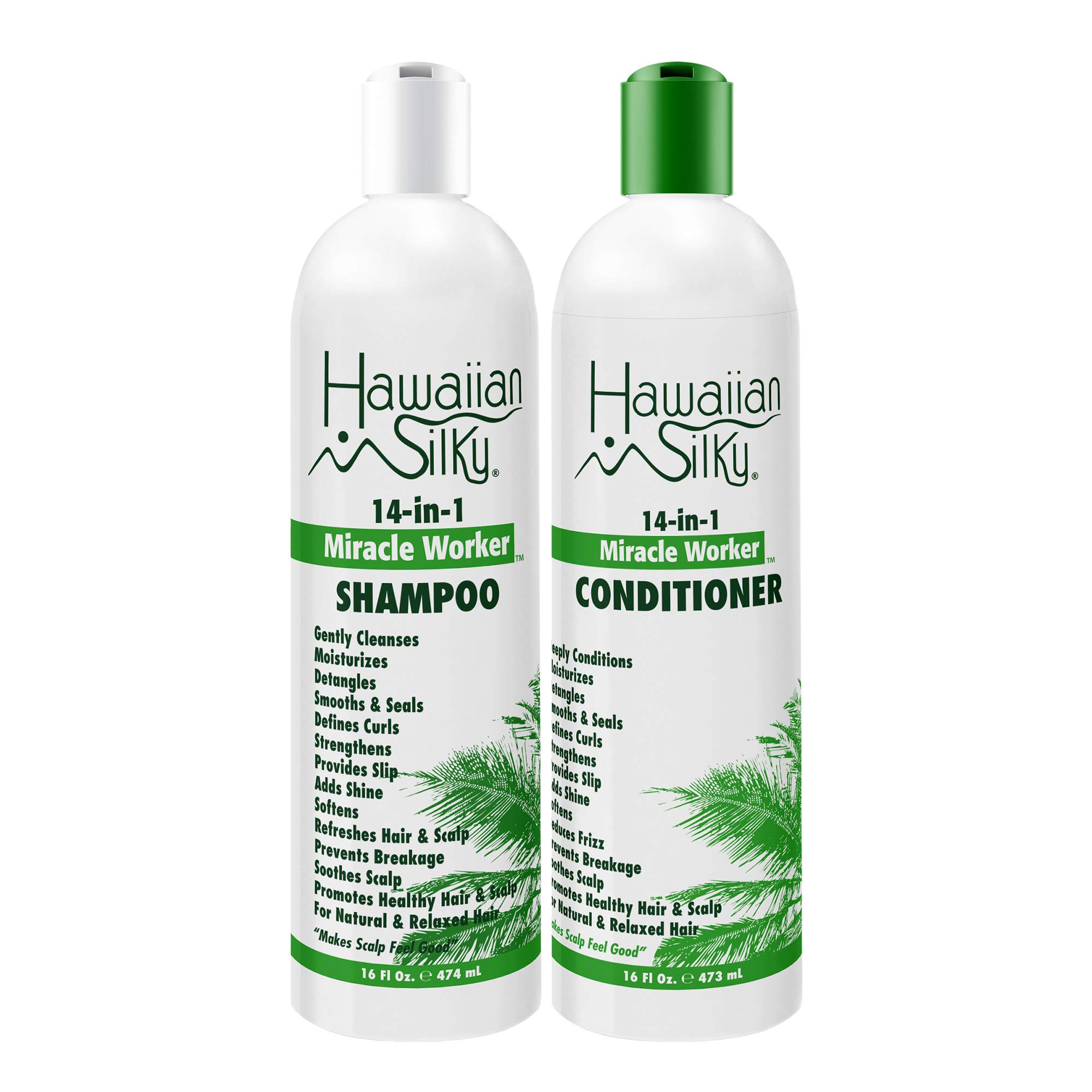 Hawaiian Silky Miracle Worker Shampoo & Conditioner Set - 16 fl oz | Sulfate & Paraben Free Hair Treatment for Damaged Hair Repair & Strengthening | Perfect for Dry, Brittle & Color-Treated Hair at Home or Salon