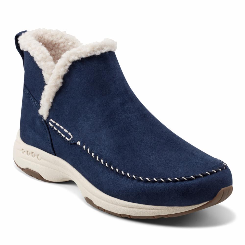 Easy Spirit Women's Tuva2 Comfortable Slip-On Sneakers in Blue - Perfect for Walking, Travel & Casual Wear | Size M