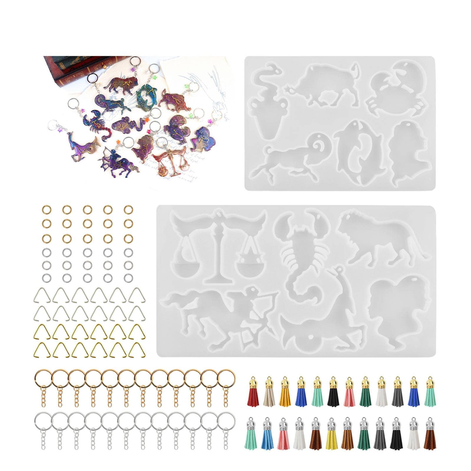 12 Zodiac Animal Keychain Resin Molds - DIY Epoxy Jewelry Casting Molds for Pendants, Charms & Gifts - Perfect for Handmade Jewelry, Keychains, and Home Decorations (12 Constellations)