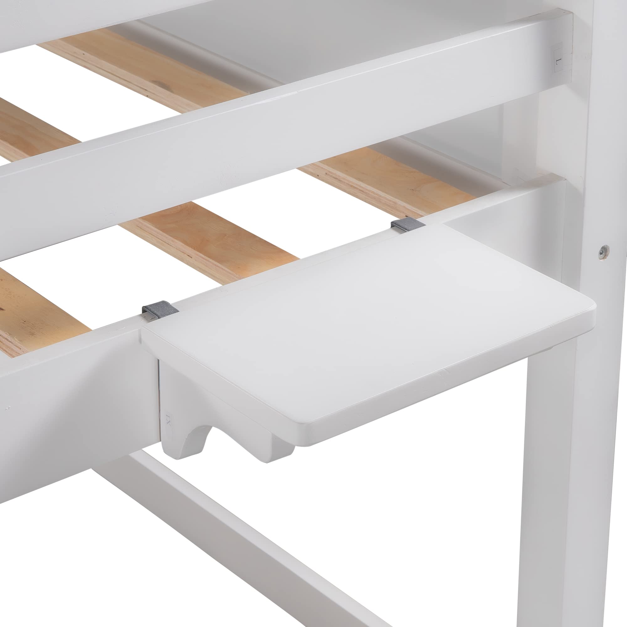 Full Size Loft Bed with 6 Drawers & Built-in Desk - Sturdy Wooden Bunk Bed Frame with Shelves, Full-Length Guardrail - No Box Spring Needed - Perfect for Small Rooms, Dorms & Apartments (White)