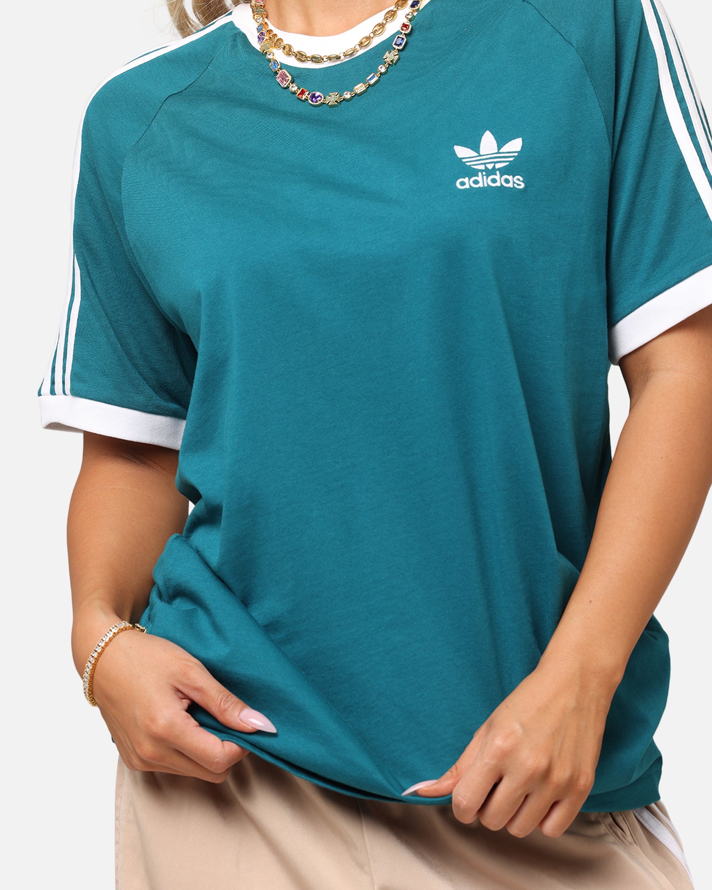 Adidas Classics 3 Stripes T-Shirt for Men - Soft Cotton Teal Blue Casual Shirt - Perfect for Gym, Workout & Streetwear Fashion