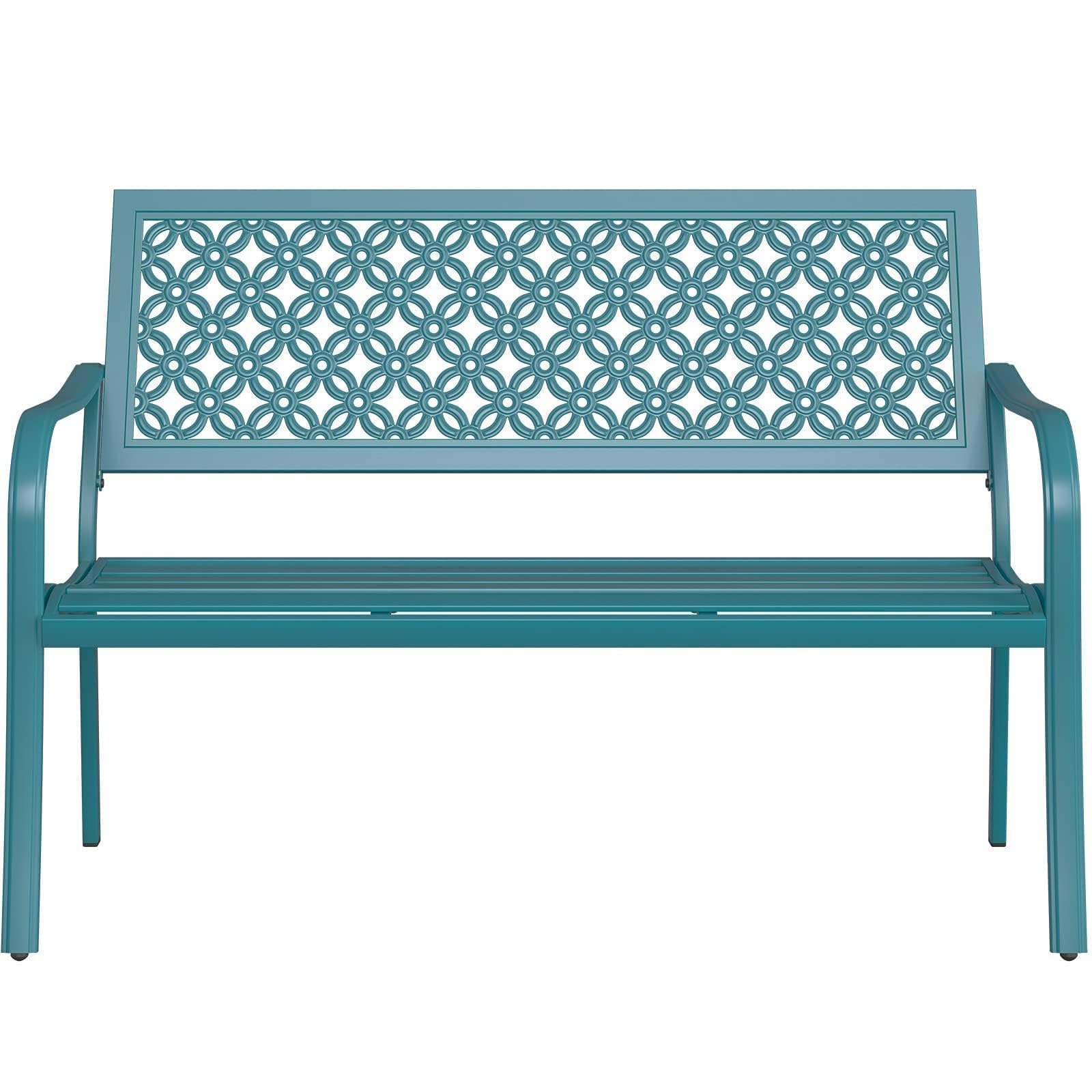 Grand Patio Outdoor Bench - Anti-Rust Powder Coated Metal Garden Bench for Front Porch, Park & Lake Shore | Durable Outdoor Furniture for Garden, Patio & Backyard Decor