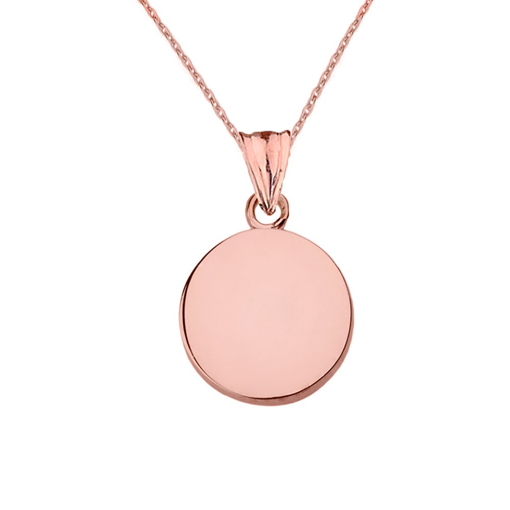 14K Rose Gold Plain Round Charm Pendant Necklace for Women - Elegant Everyday Jewelry Gift for Birthday, Anniversary & Special Occasions