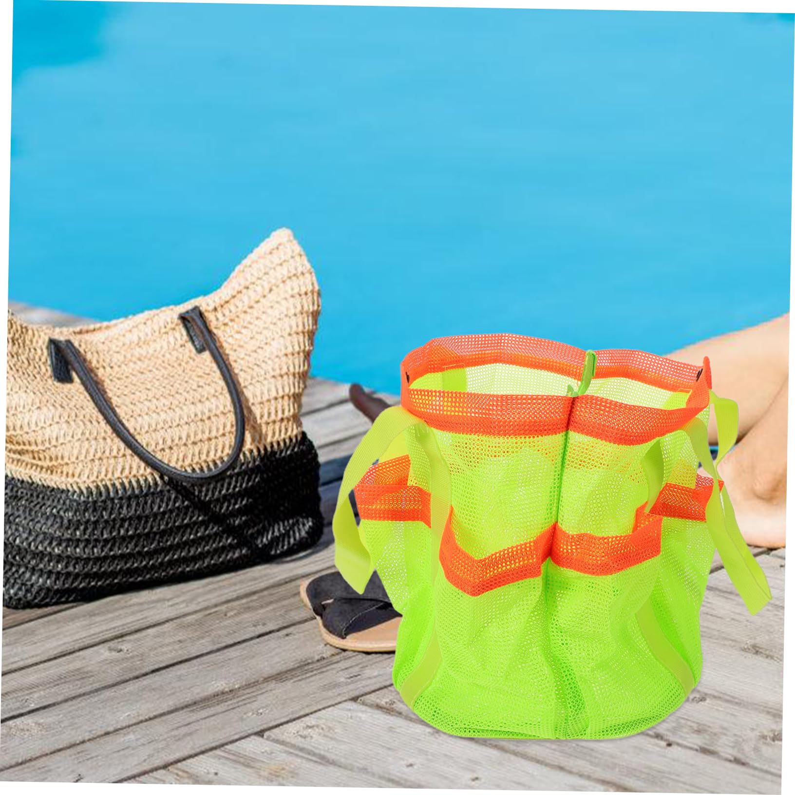 INOOMP Large Waterproof Beach Bag for Swimming Pool, Travel & Gym - Durable Polyester Tote with Zipper Pocket - Perfect for Beach Trips, Vacation & Outdoor Activities