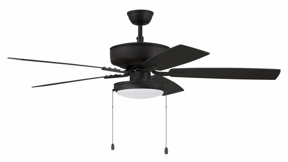 Craftmade P119ESP5-52ESPWLN Pro Plus 52 Inch Ceiling Fan with LED Light Kit & Pull Chain - 5 Reversible Espresso/Walnut MDF Blades - Perfect for Living Room, Bedroom & Outdoor Covered Patios