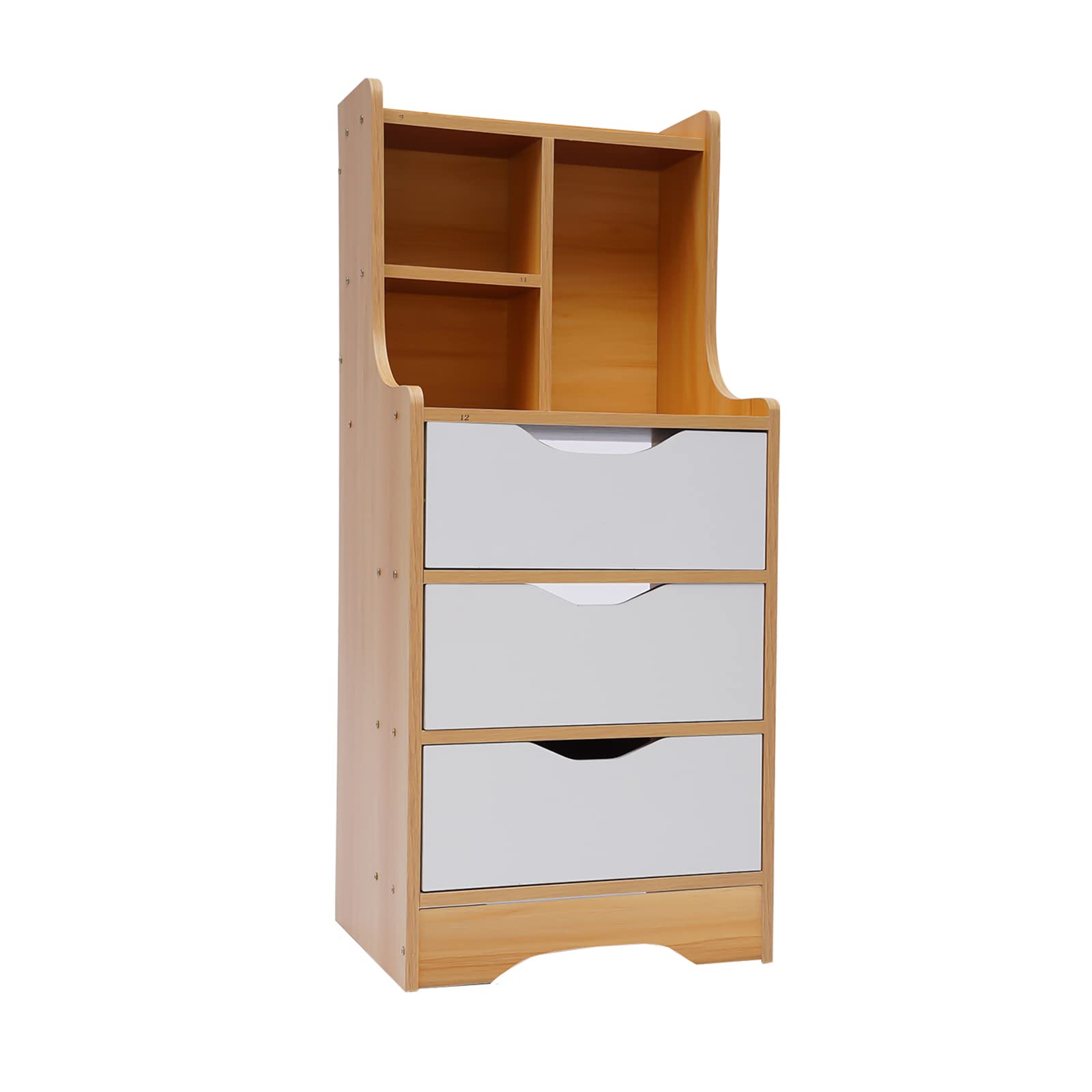 Modern Nightstand with 3 Drawers & Open Shelf Storage - Bedside Table for Bedroom, Dorm, Apartment - Easy Assembly Wooden Side Cabinet (Perfect for Storing Books, Lamps & Bedroom Essentials)