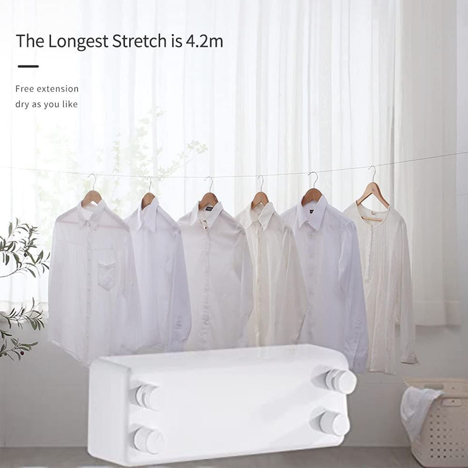 Retractable Clothesline 4.2m - Invisible Indoor Clothes Drying Rack for Hotel, Balcony & Bathroom | Space-Saving Laundry Solution for Small Apartments & Travel